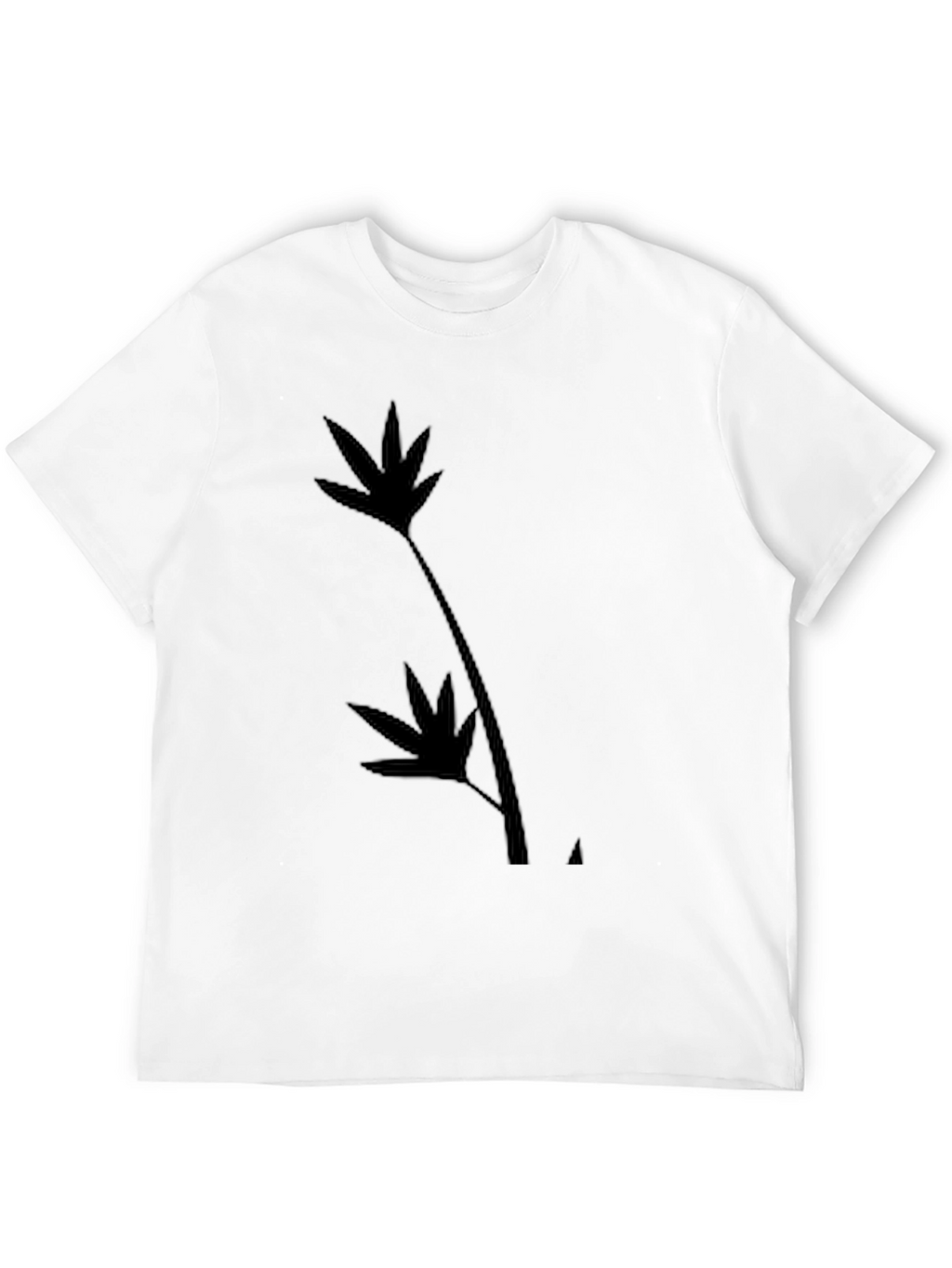 Black T-Shirt with Leaf Silhouette Design