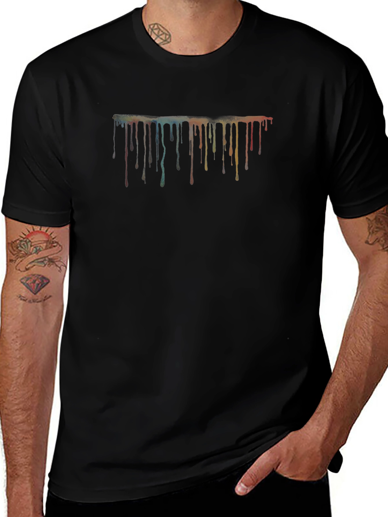 Abstract Paint Drip Graphic T-Shirt