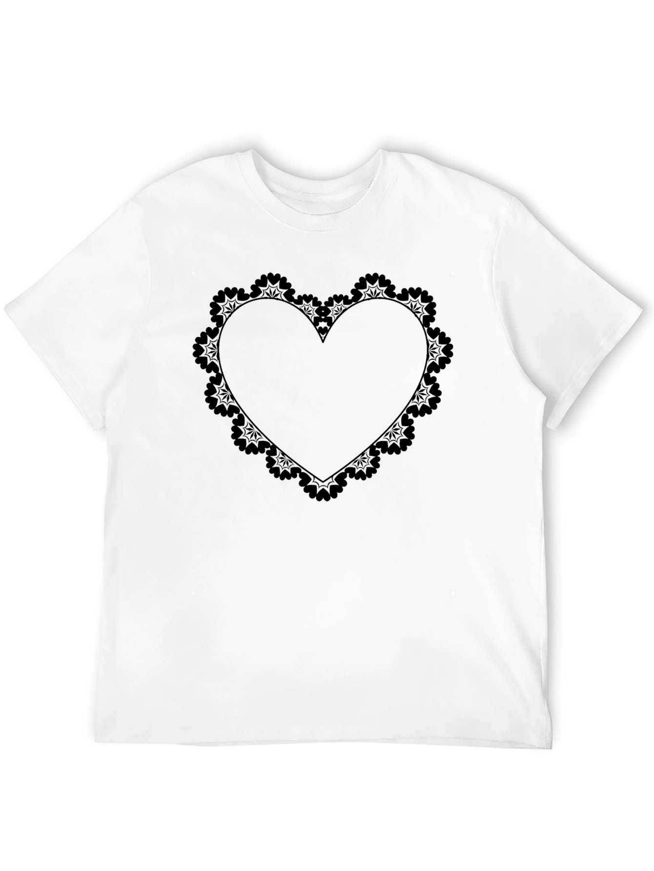 Black Heart Lace Graphic Tee - Soft Cotton