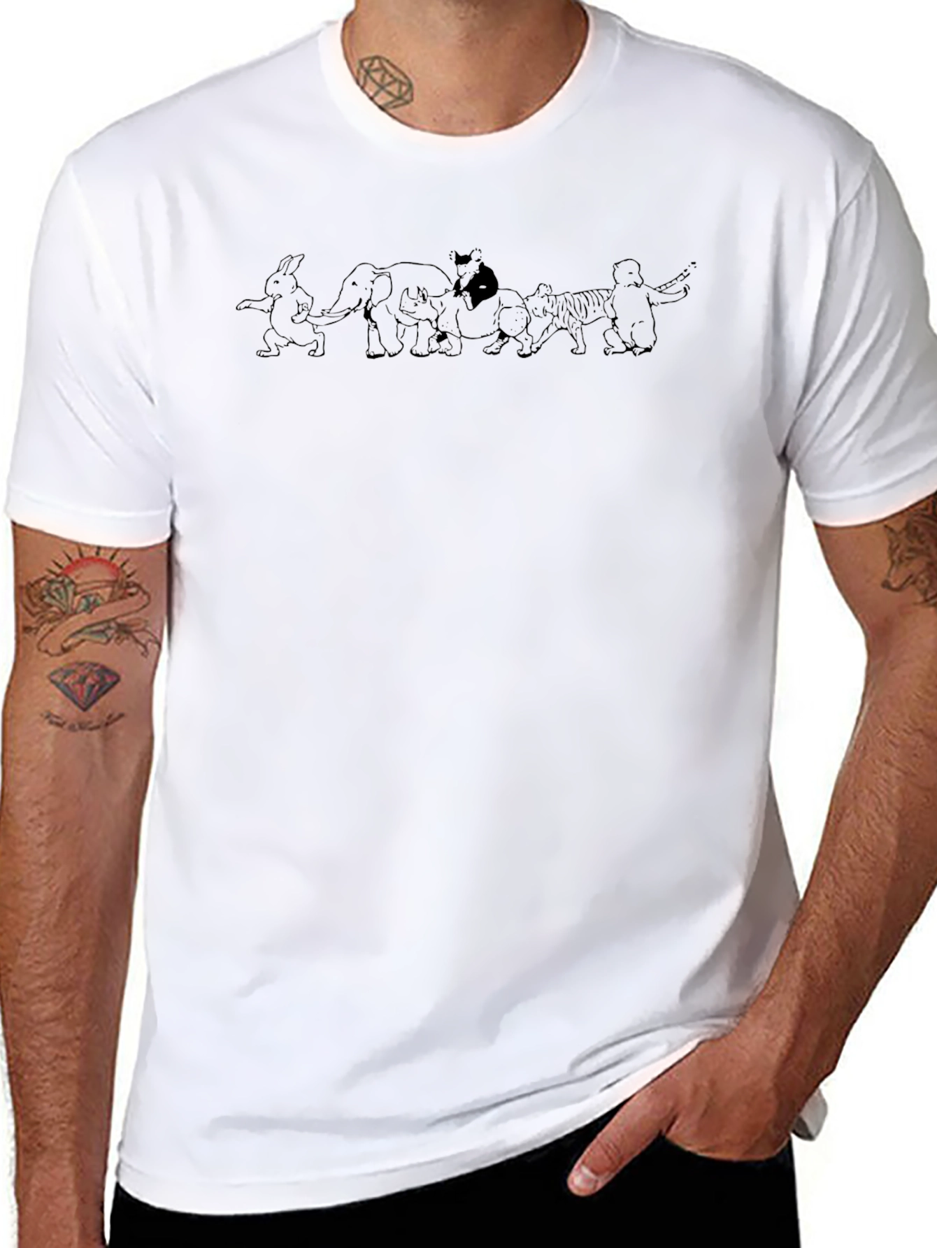 Animated Animal Parade Graphic Tee - Black