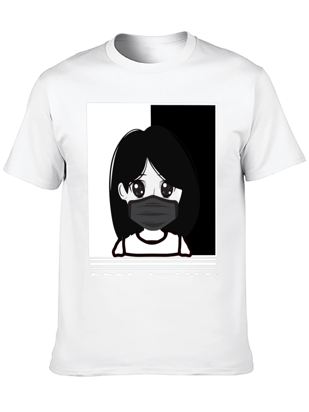 Anime Girl Masked Black T-Shirt