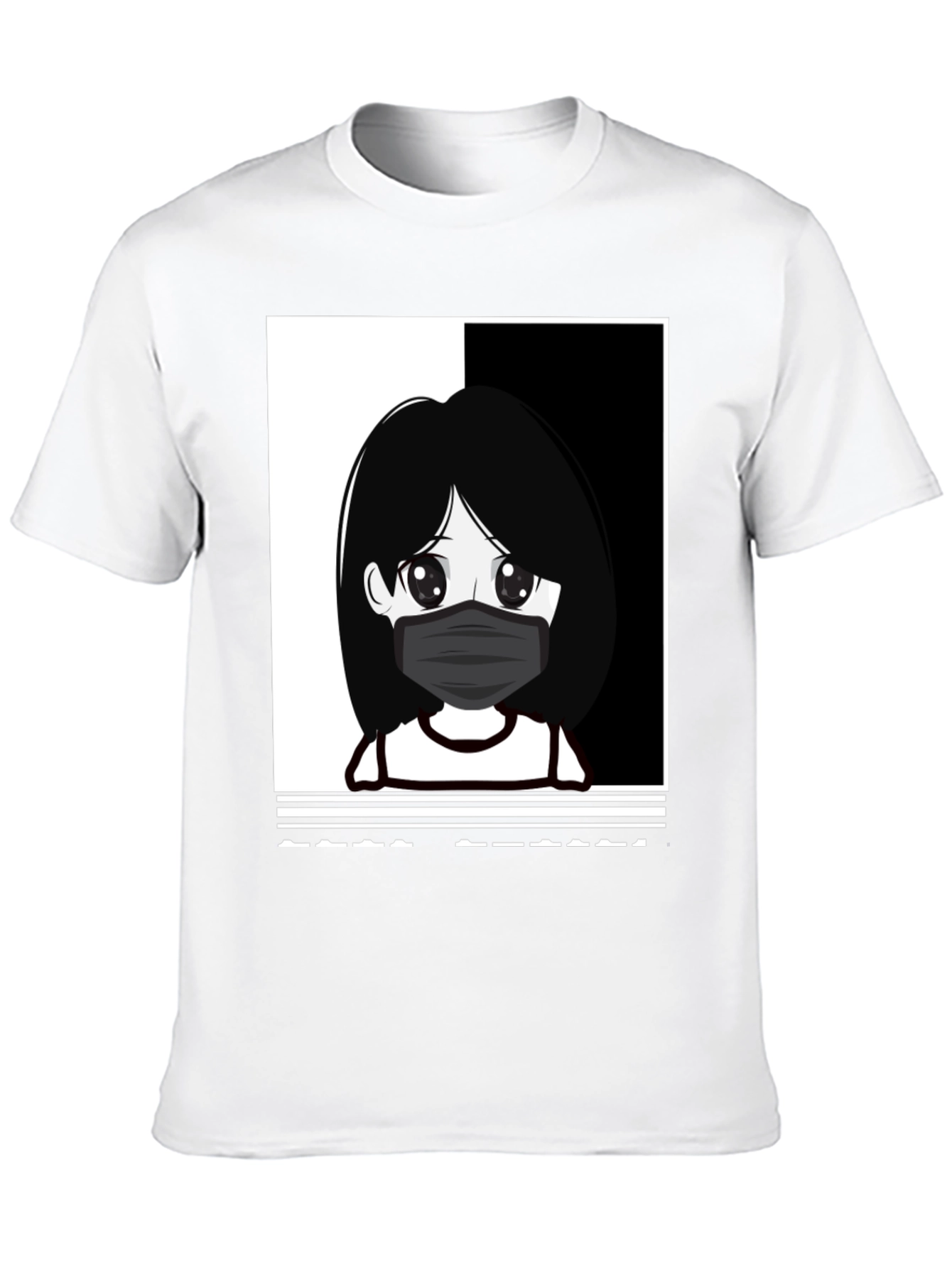 Anime Girl Masked Black T-Shirt