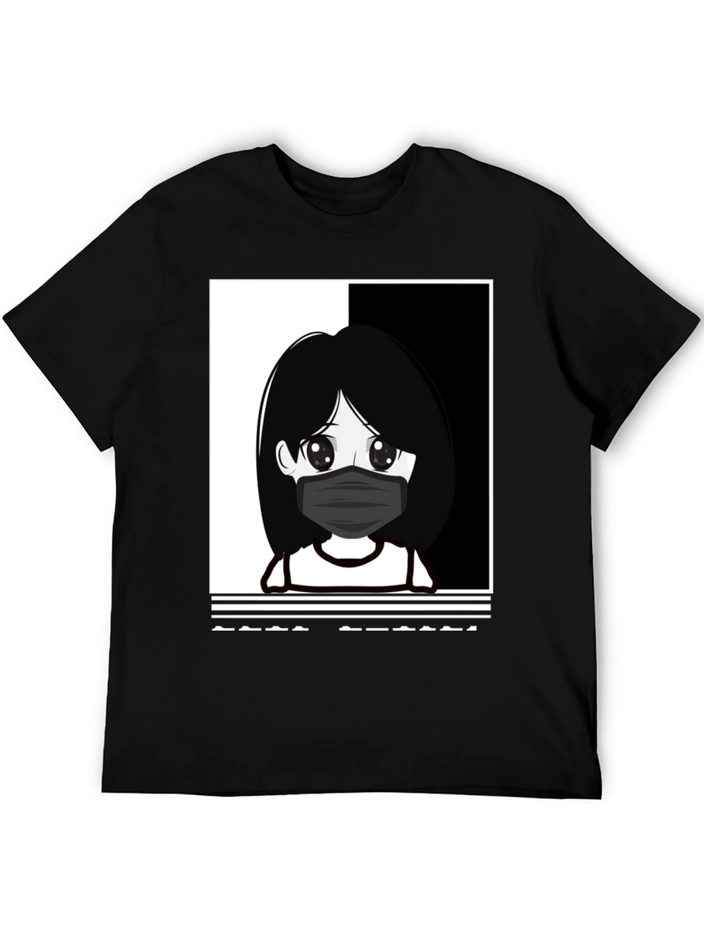 Anime Girl Masked Black T-Shirt
