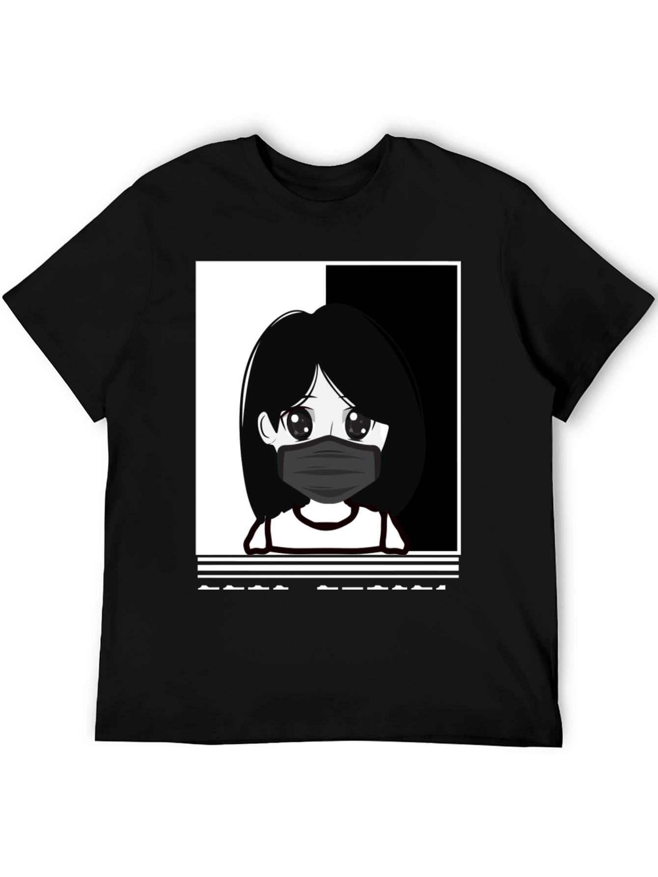 Anime Girl Masked Black T-Shirt