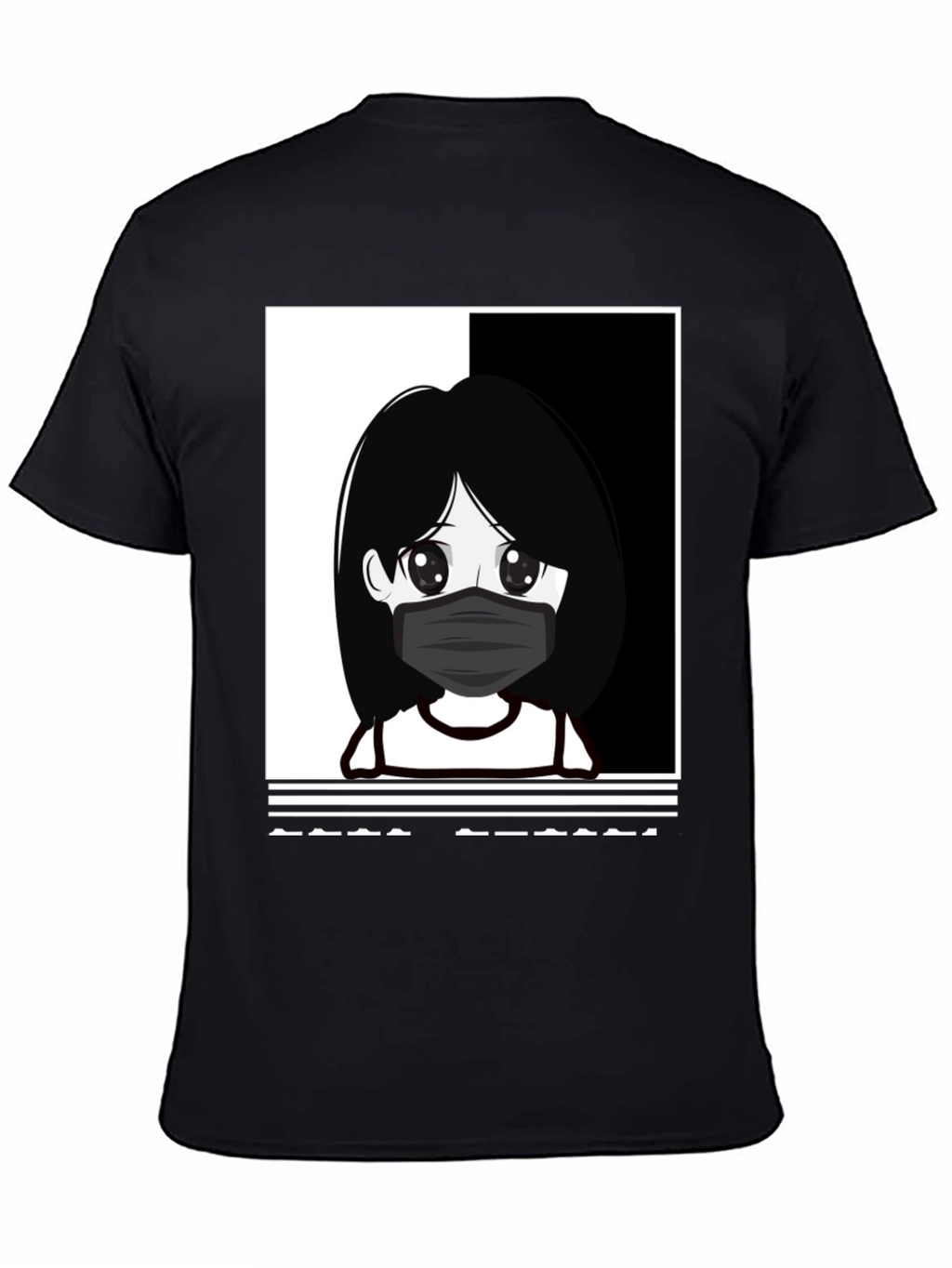 Anime Girl Masked Black T-Shirt
