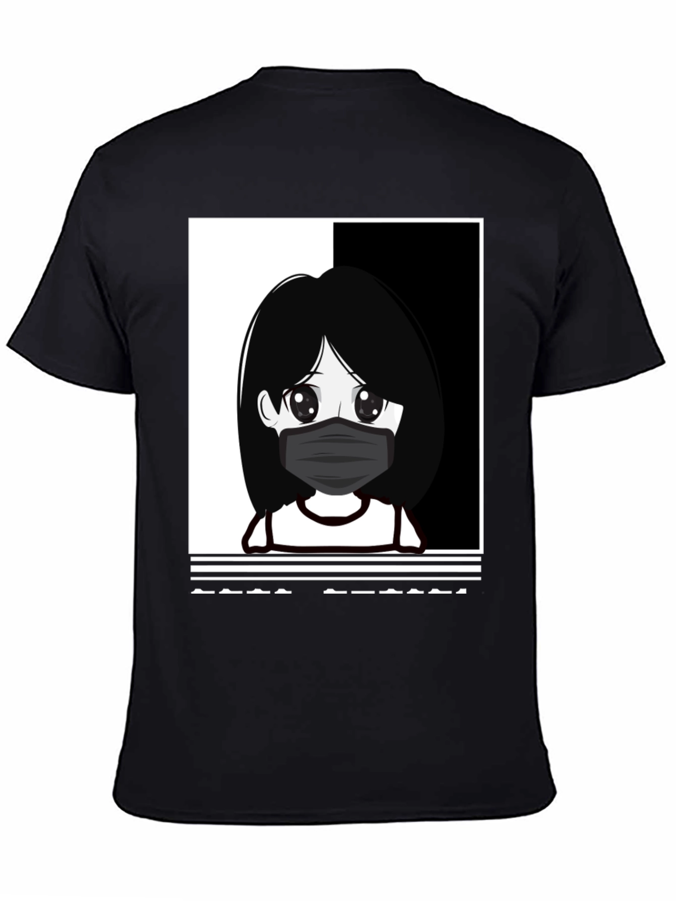 Anime Girl Masked Black T-Shirt