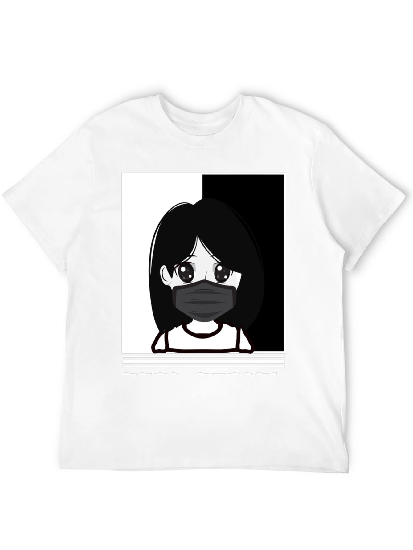 Anime Girl Masked Black T-Shirt