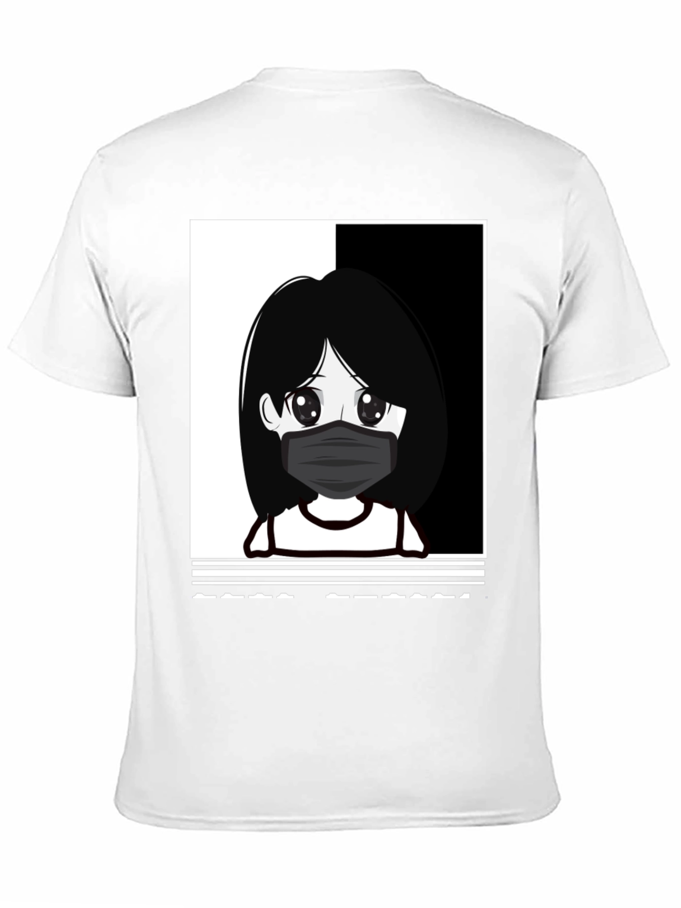 Anime Girl Masked Black T-Shirt