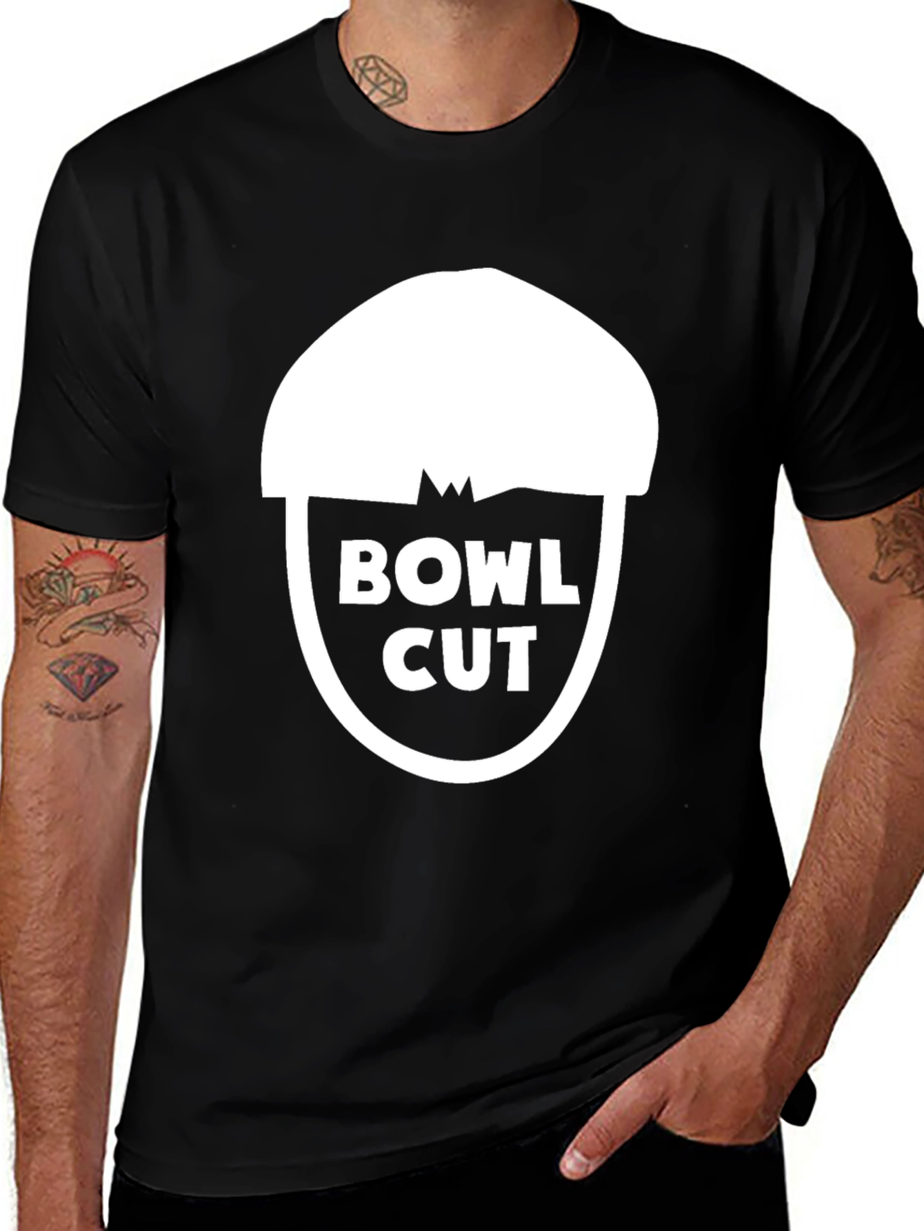Bowl Cut Graphic Tee - Mens Black T-Shirt
