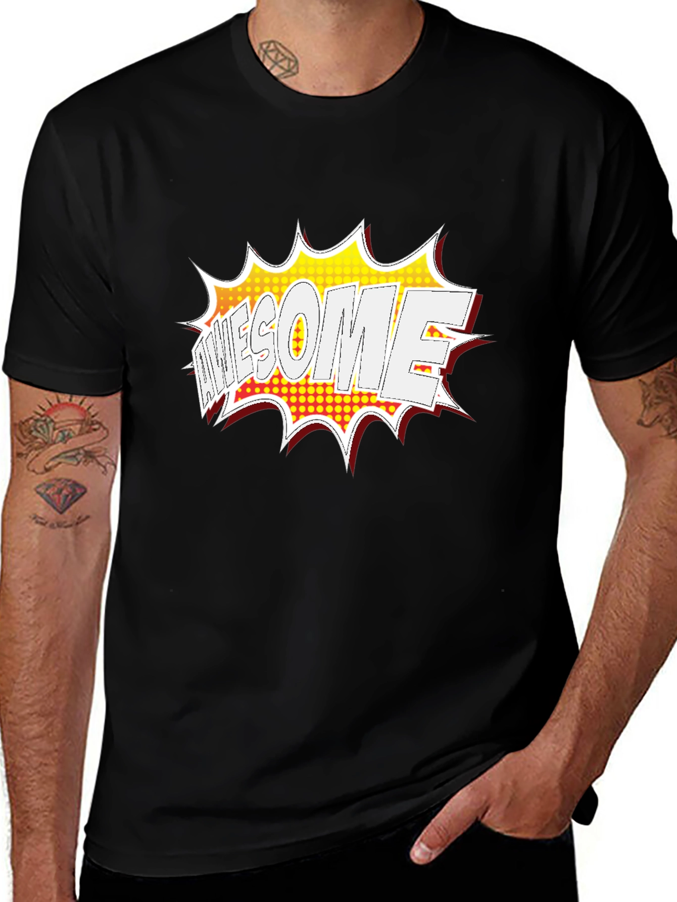 Awesome Comic Style Graphic Print Black T-Shirt