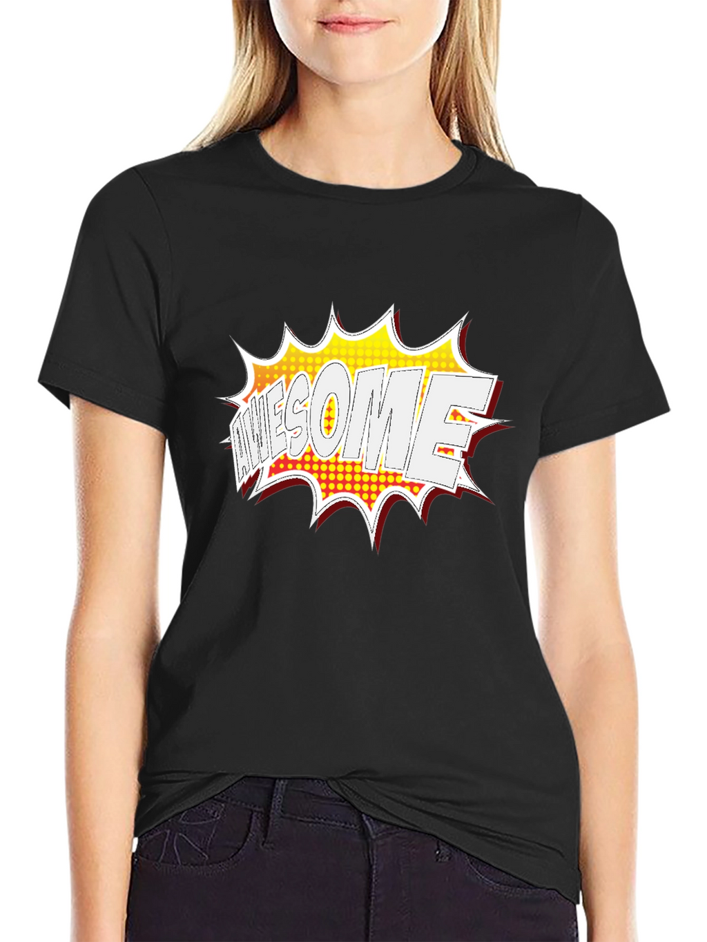 Awesome Comic Style Graphic Print Black T-Shirt