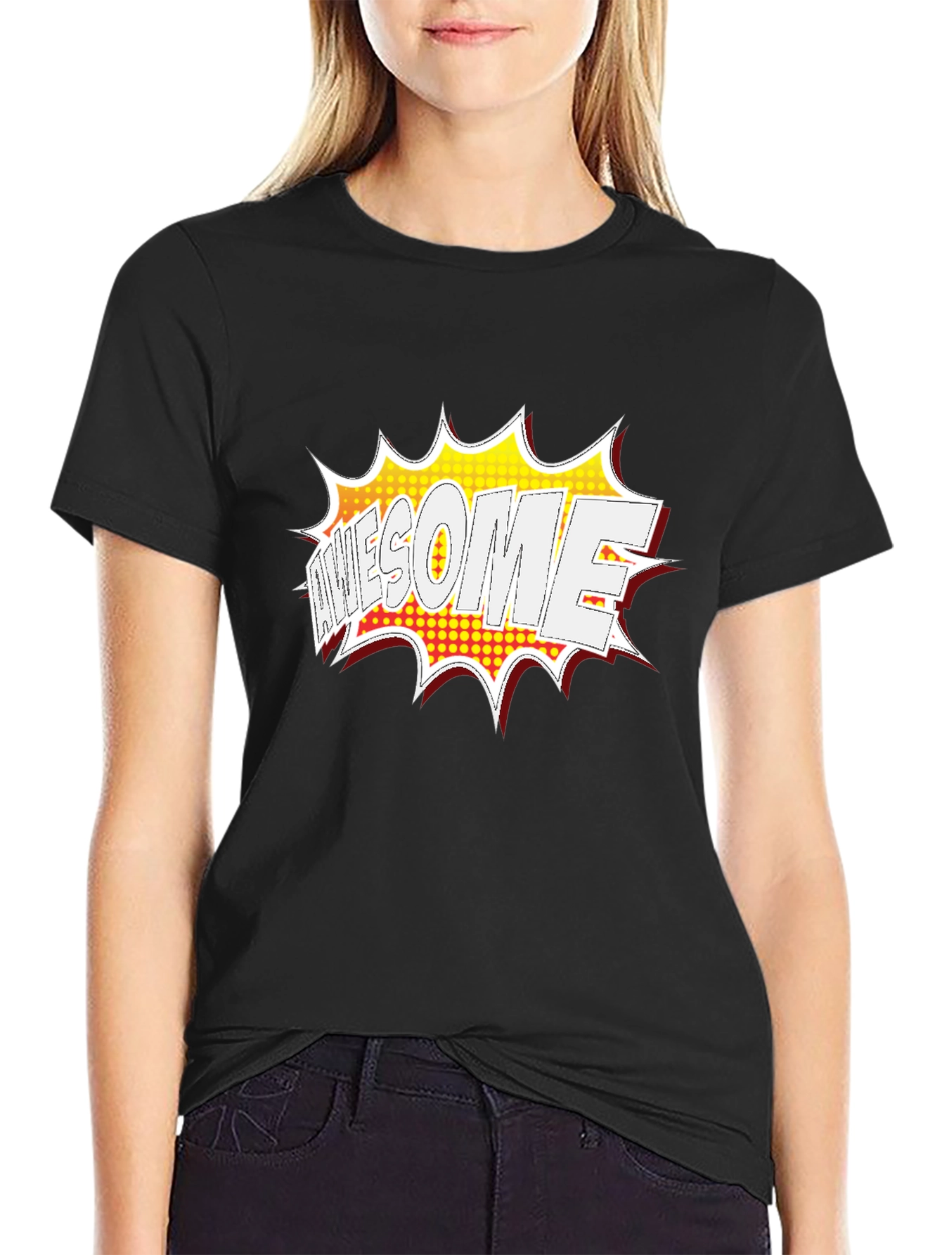 Awesome Comic Style Graphic Print Black T-Shirt