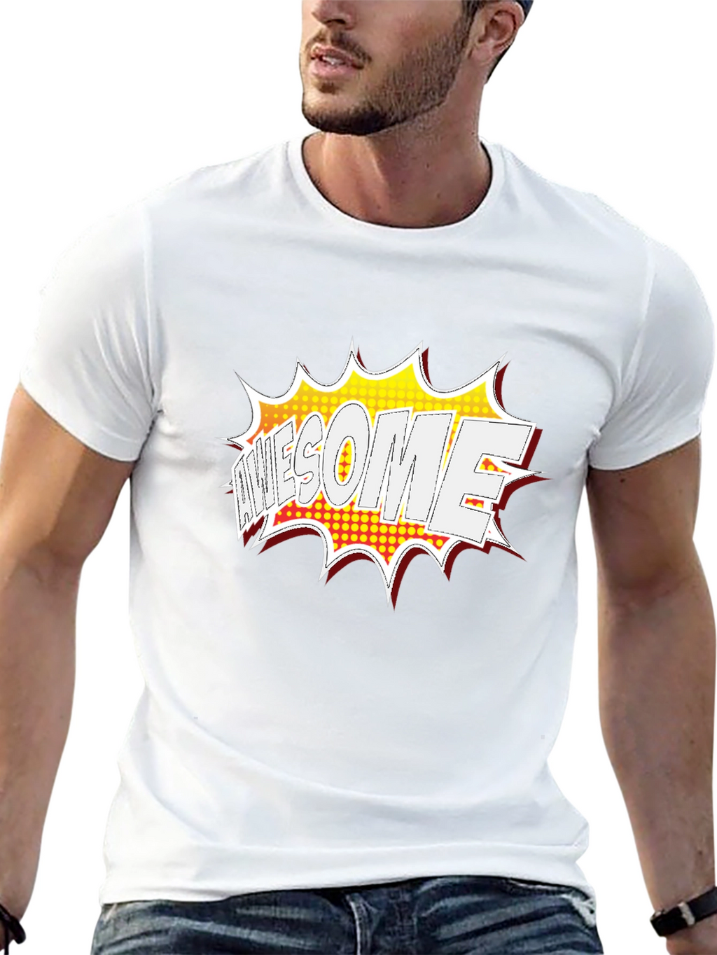 Awesome Comic Style Graphic Print Black T-Shirt
