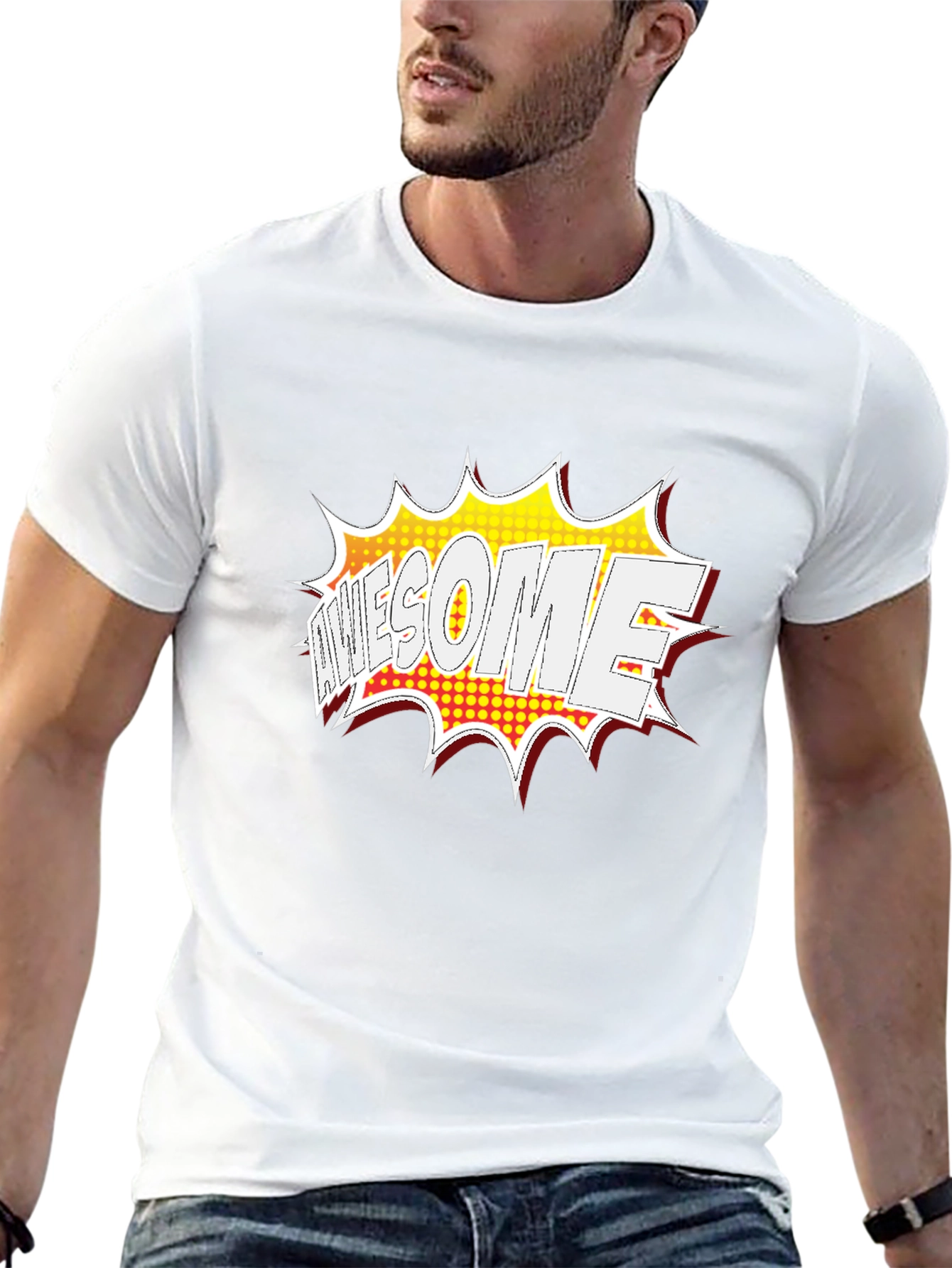 Awesome Comic Style Graphic Print Black T-Shirt