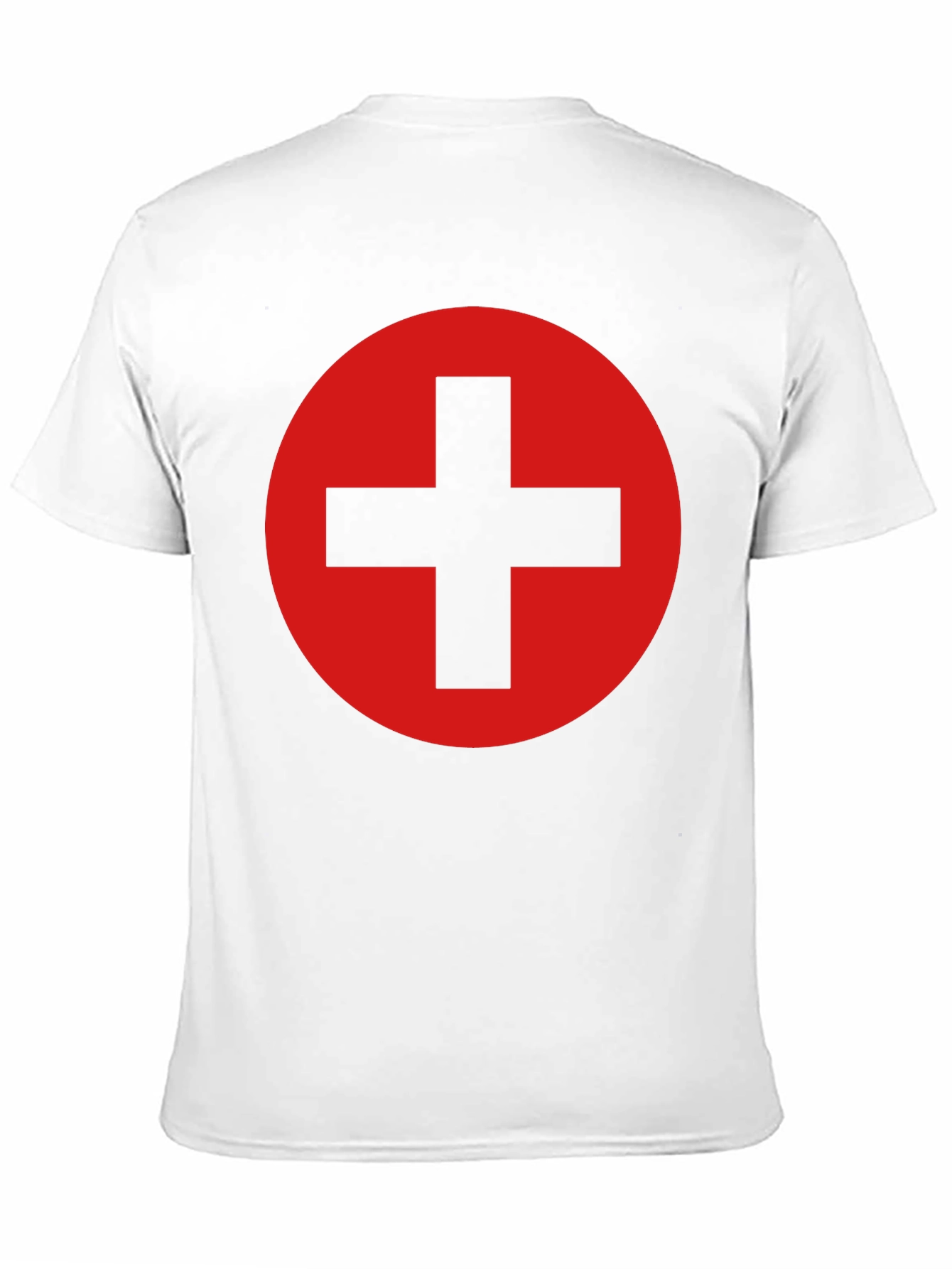 Black Tee with Red Circle and Plus Sign