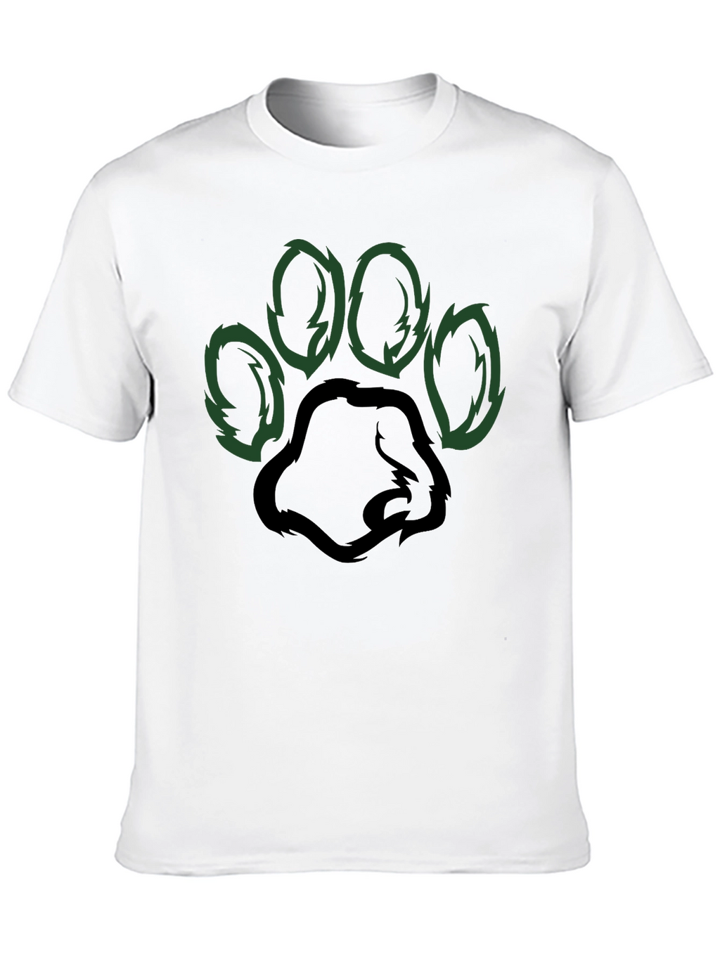 Black T-Shirt with Green Paw Print Design