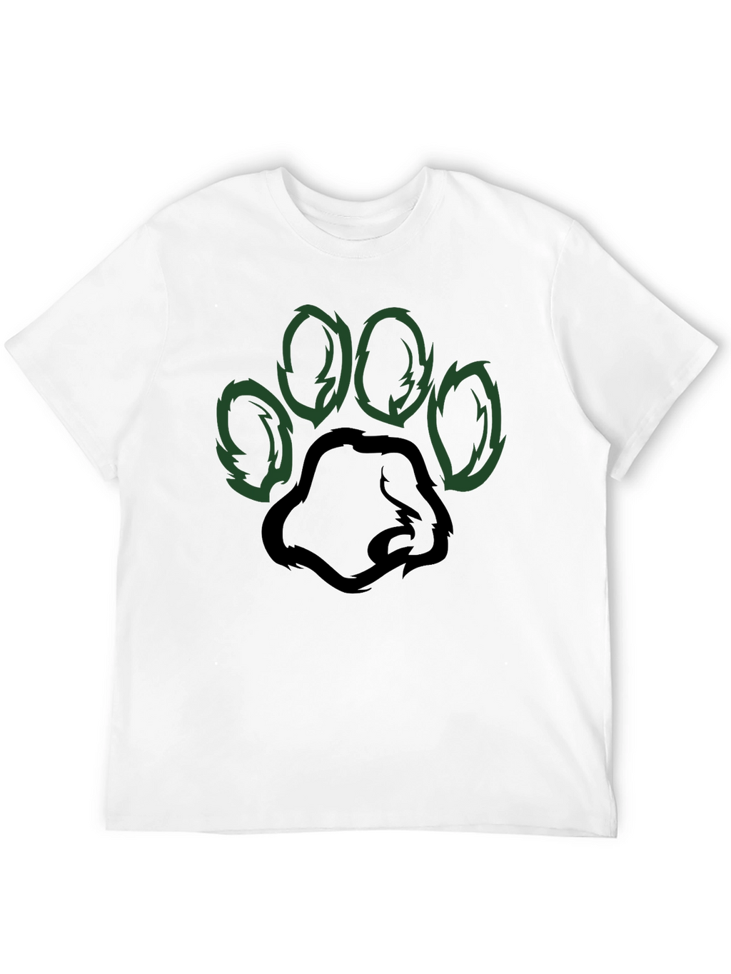 Black T-Shirt with Green Paw Print Design