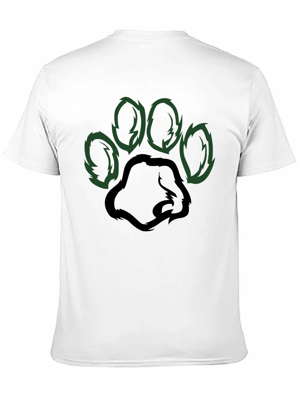 Black T-Shirt with Green Paw Print Design