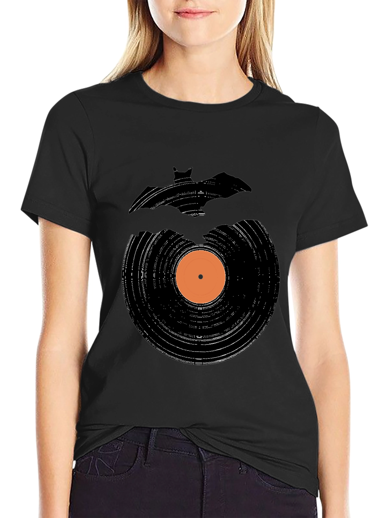 Bat Record Graphic Tee - Black