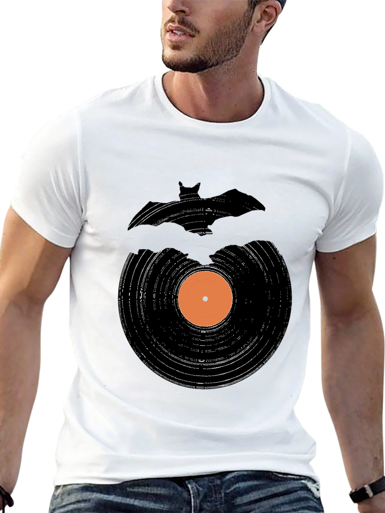 Bat Record Graphic Tee - Black