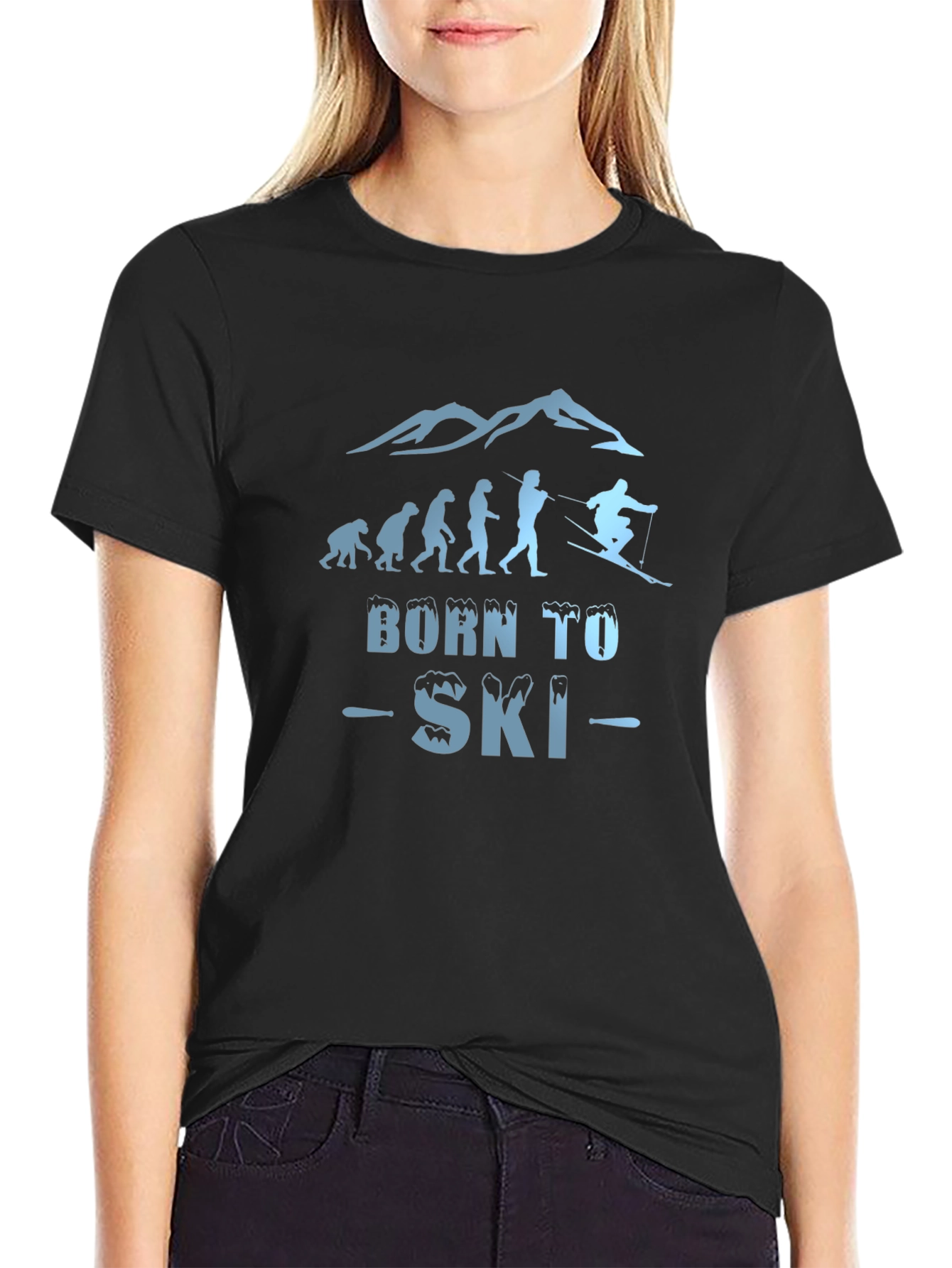 Born to Ski Evolution Graphic Tee - Black
