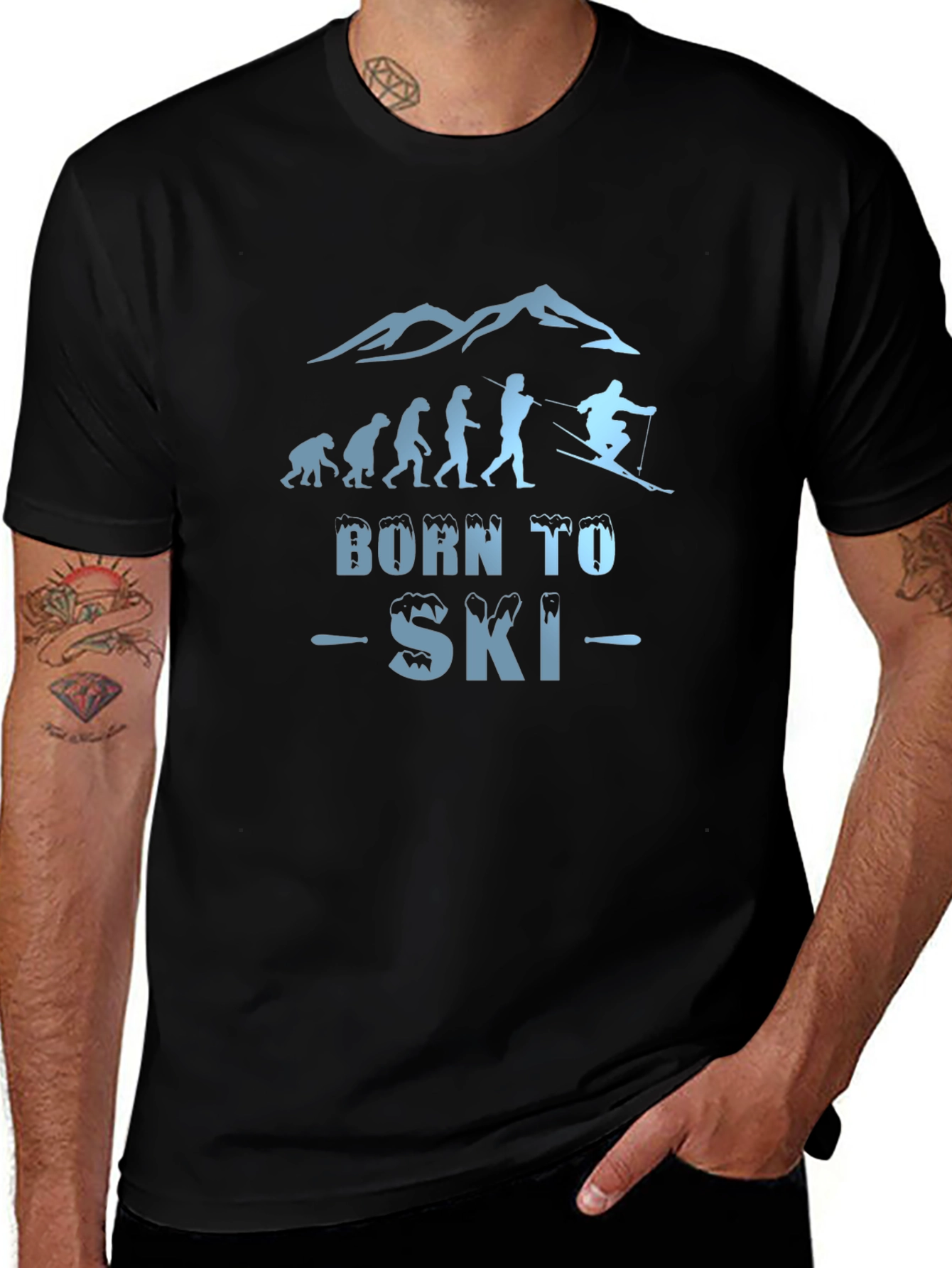 Born to Ski Evolution Graphic Tee - Black