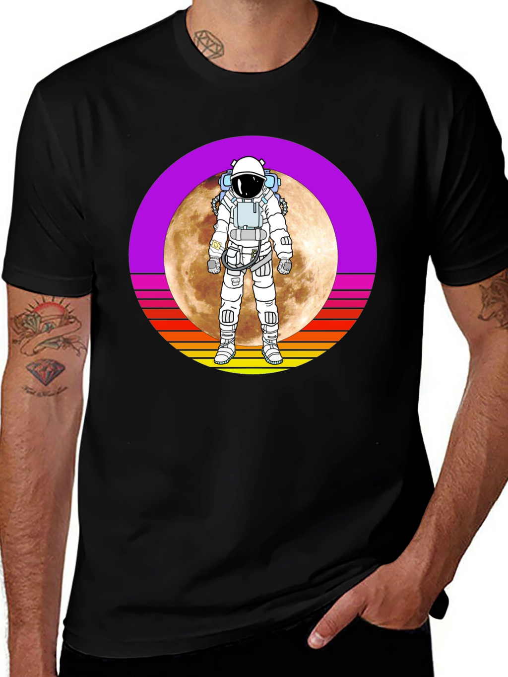 Astronaut Moon Retro Graphic T-Shirt