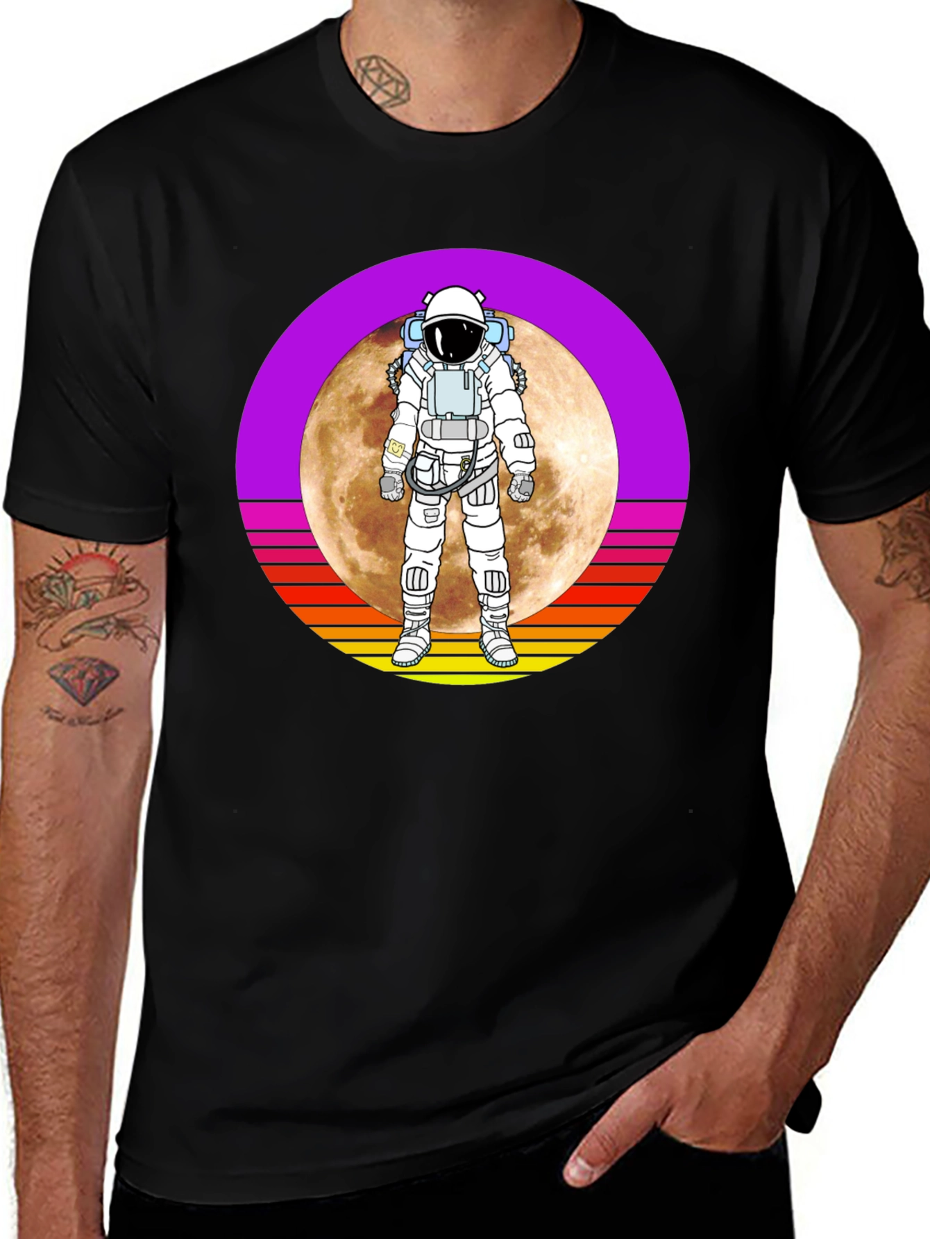 Astronaut Moon Retro Graphic T-Shirt