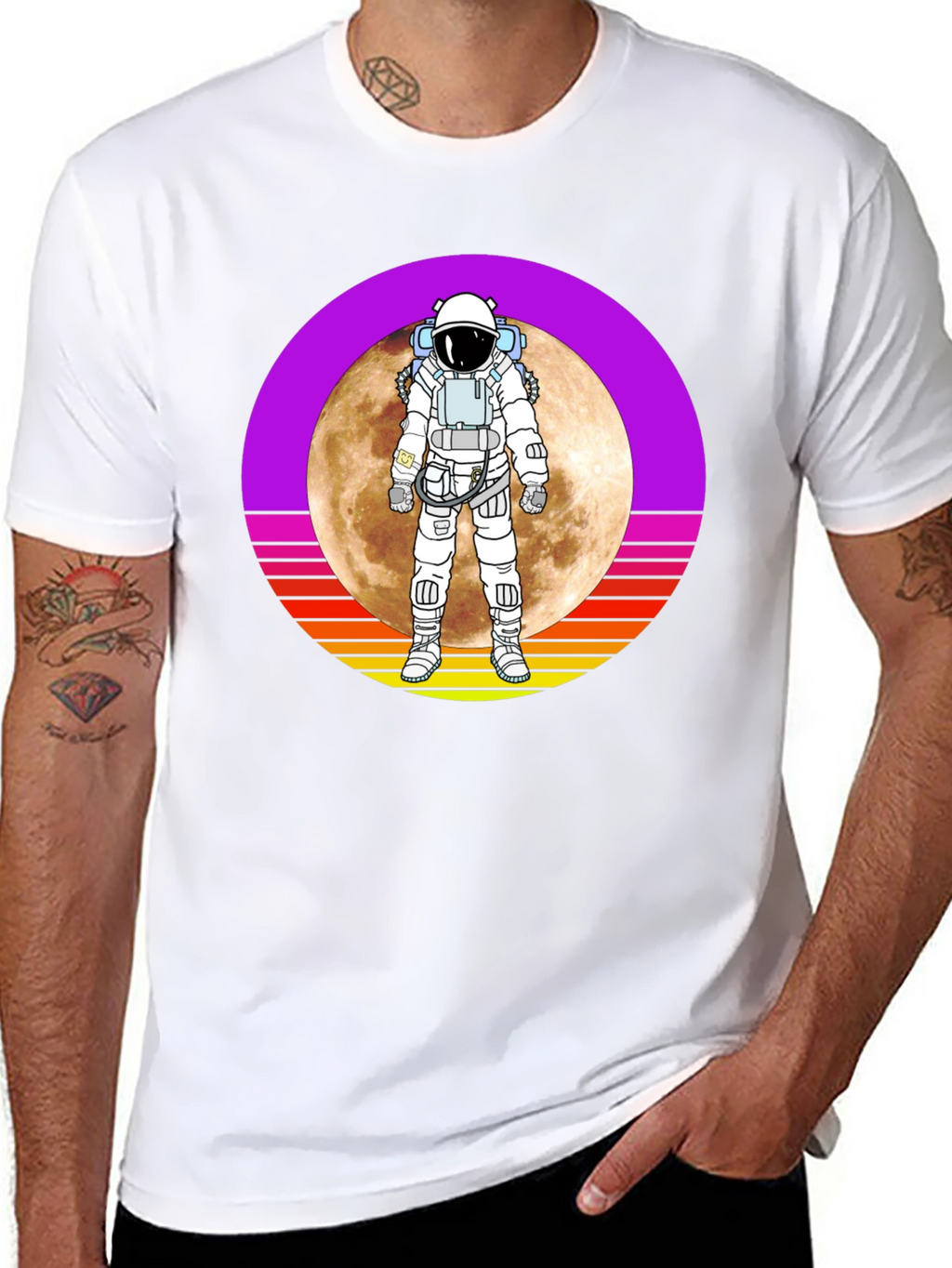 Astronaut Moon Retro Graphic T-Shirt