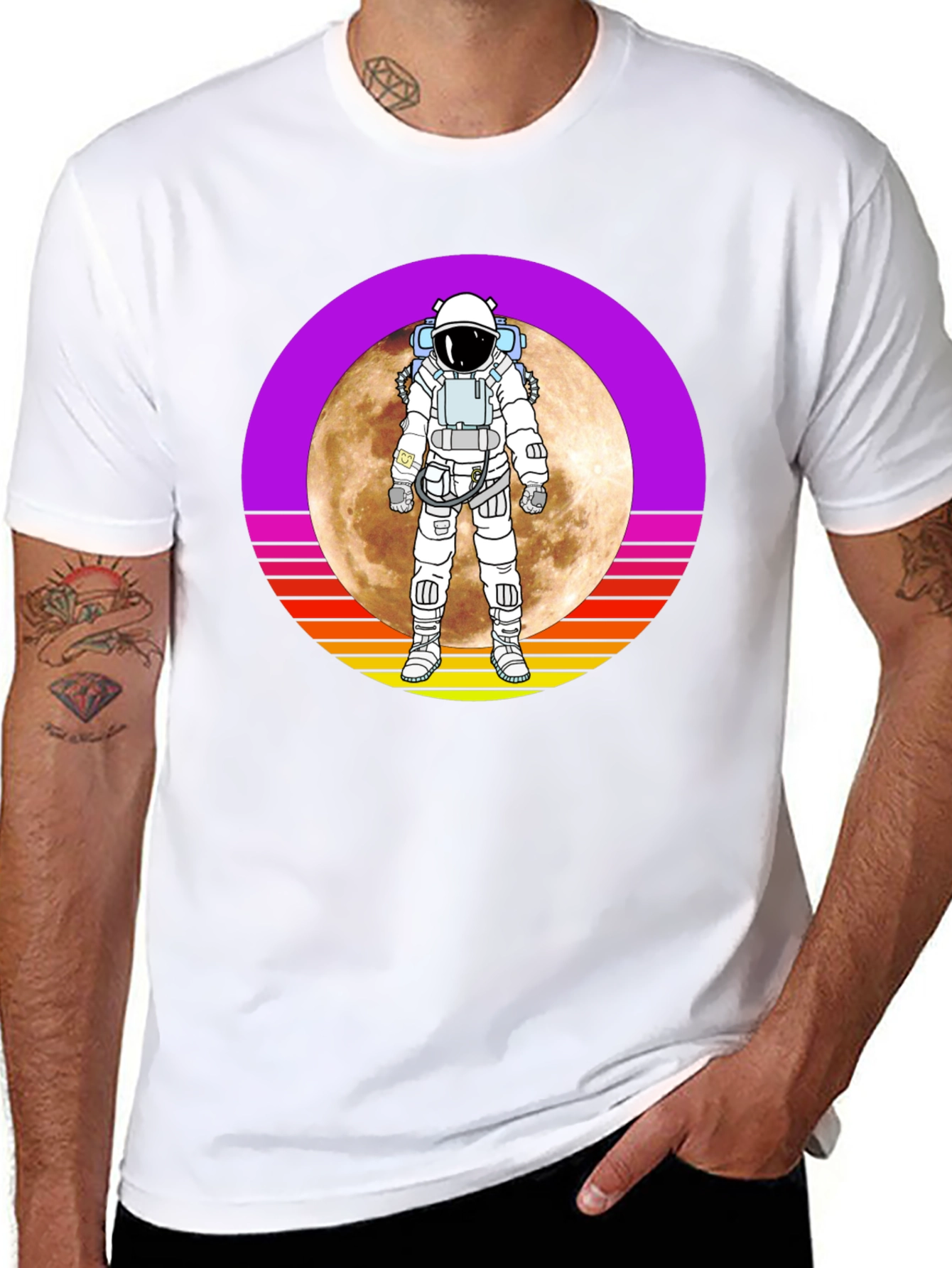 Astronaut Moon Retro Graphic T-Shirt