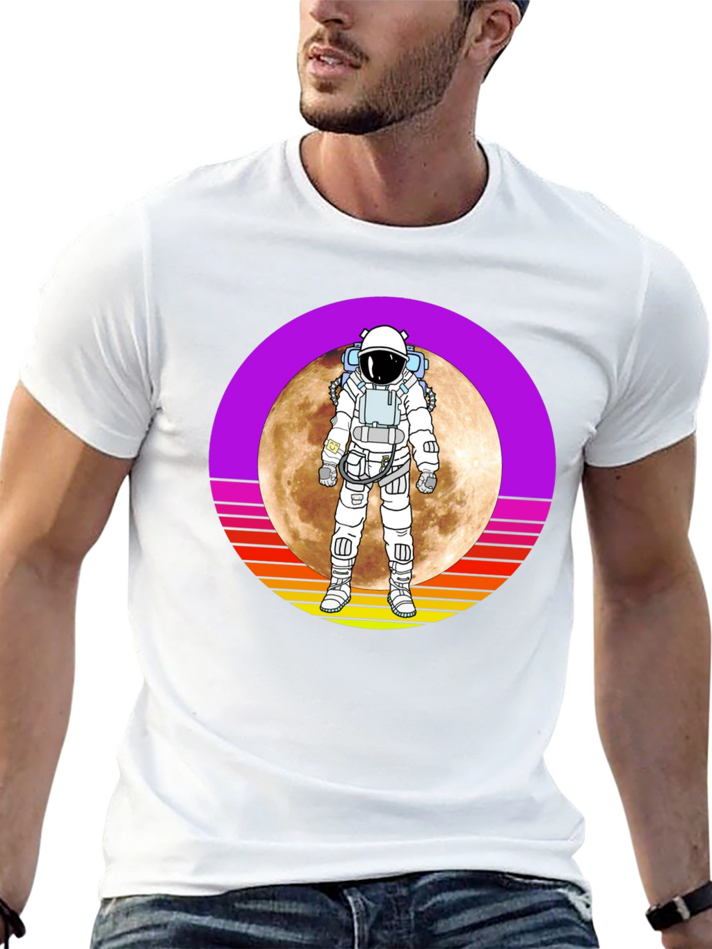 Astronaut Moon Retro Graphic T-Shirt