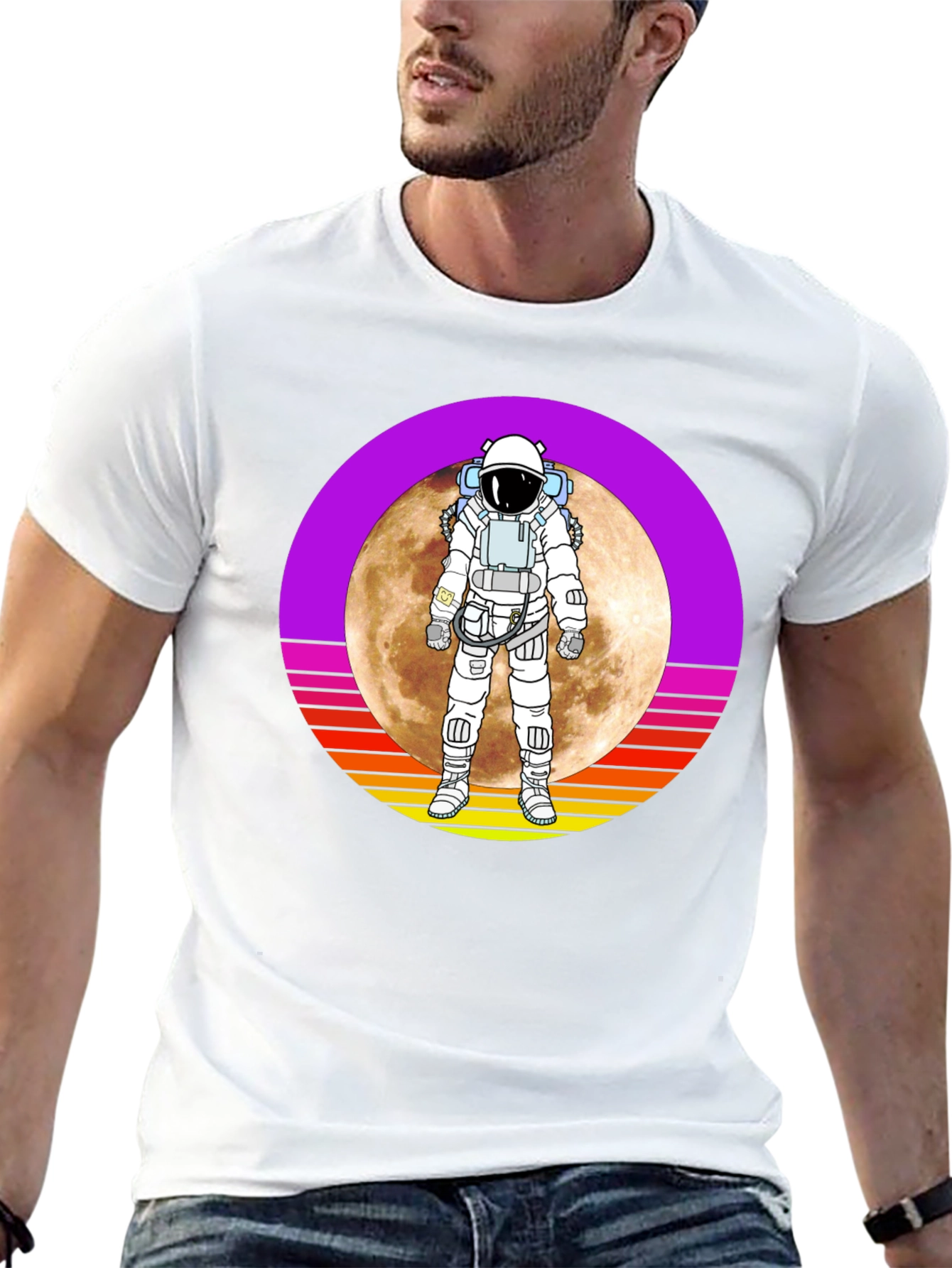 Astronaut Moon Retro Graphic T-Shirt