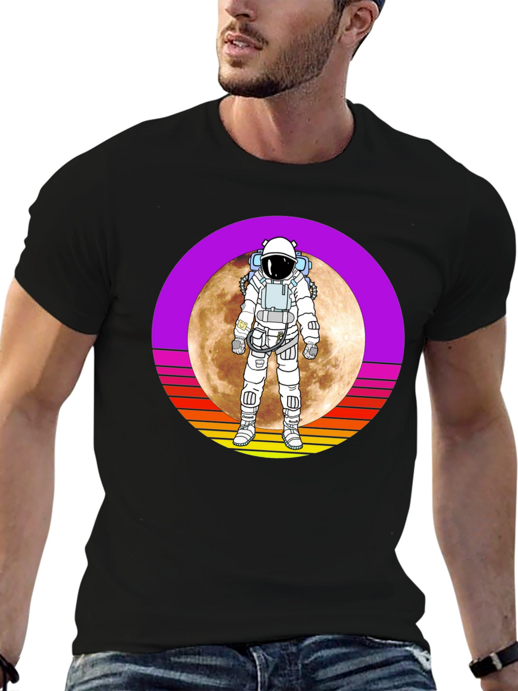 Astronaut Moon Retro Graphic T-Shirt