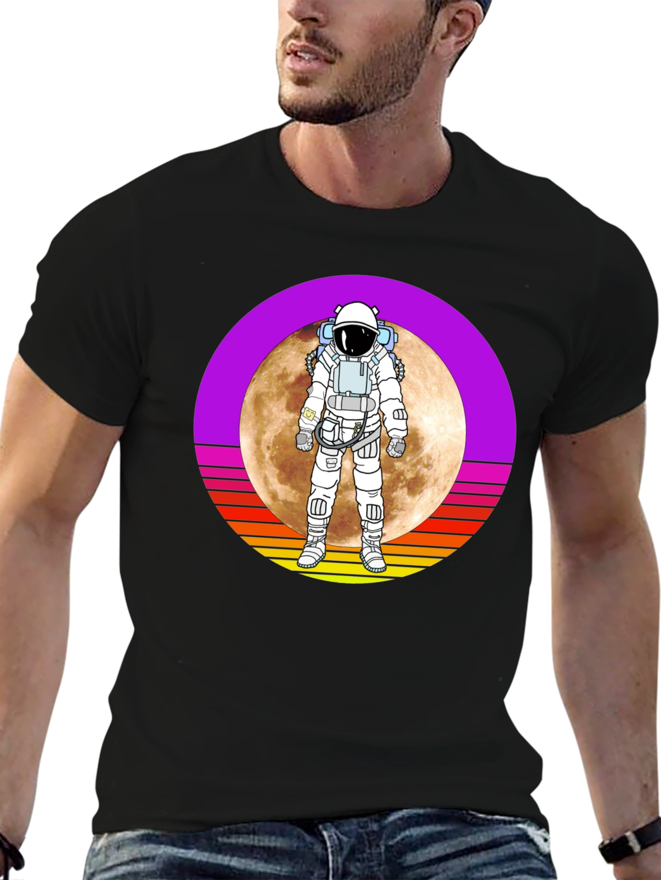Astronaut Moon Retro Graphic T-Shirt