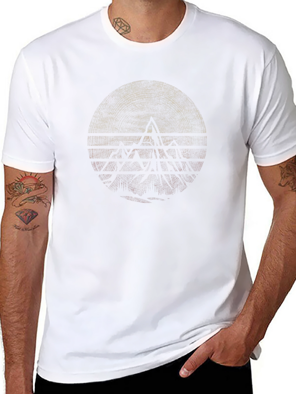 Abstract Geometric Graphic Tee - Black