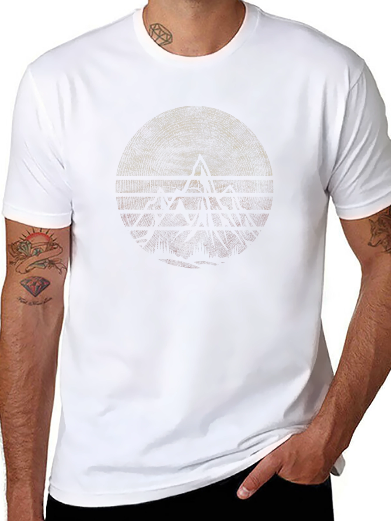 Abstract Geometric Graphic Tee - Black