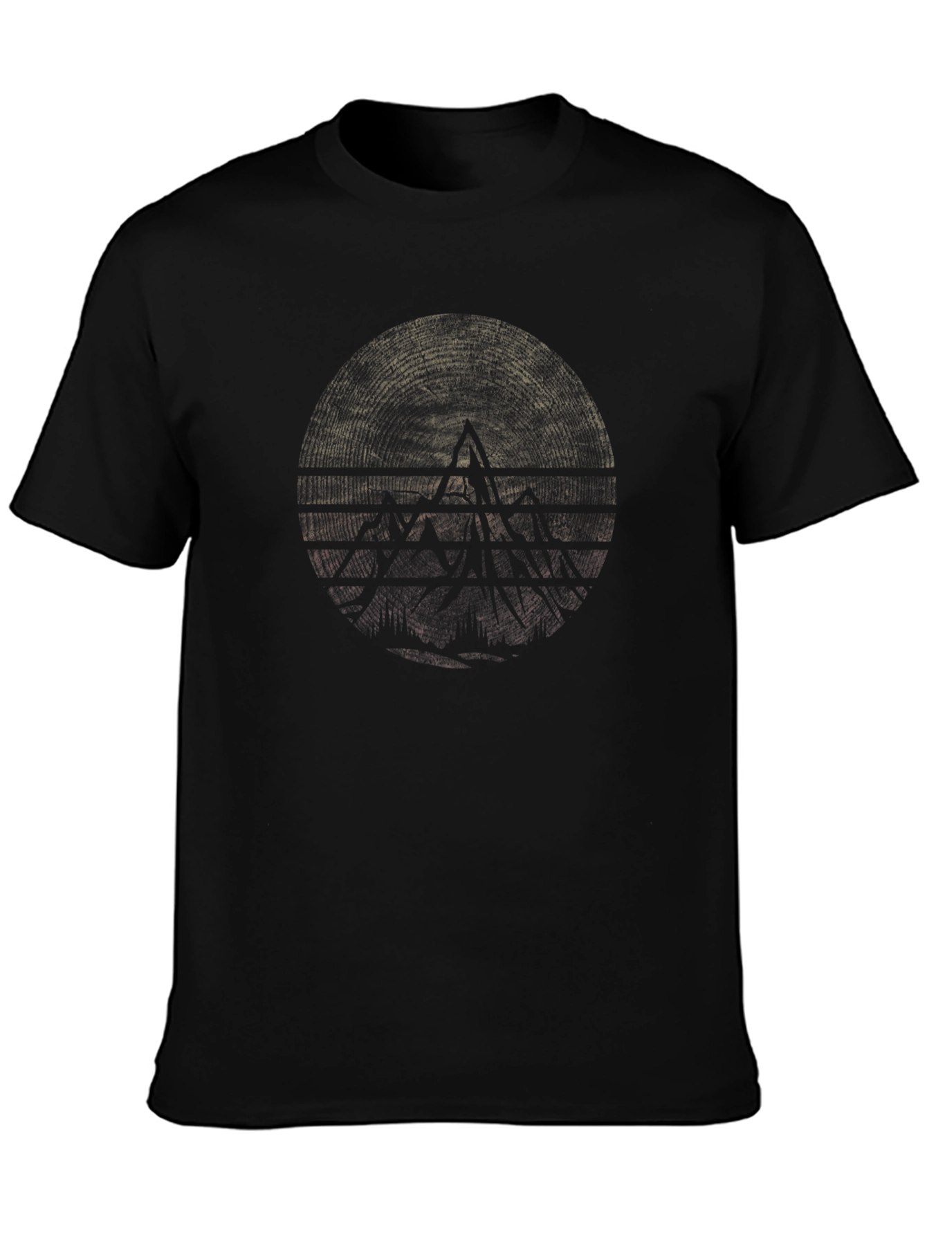 Abstract Geometric Graphic Tee - Black