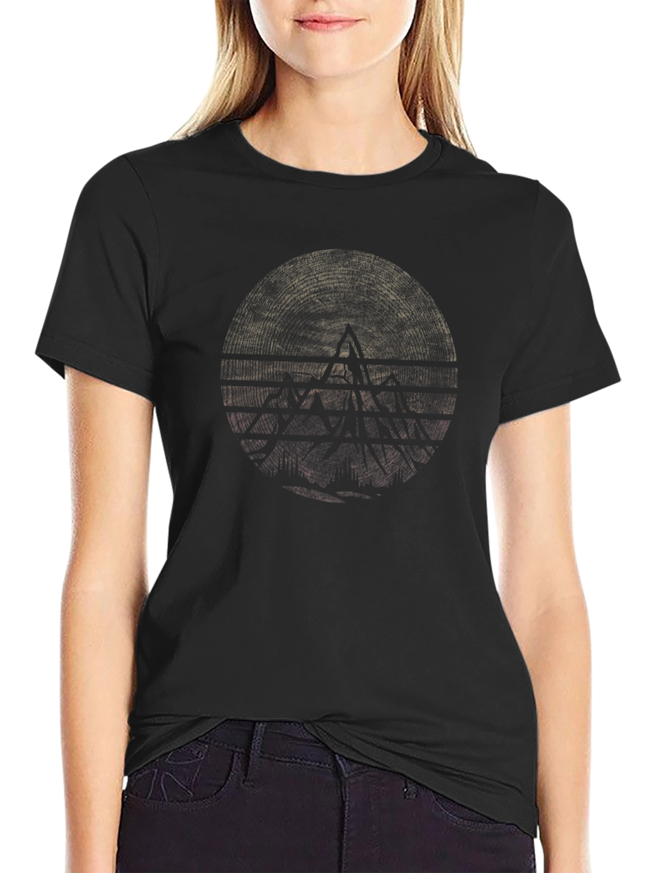 Abstract Geometric Graphic Tee - Black