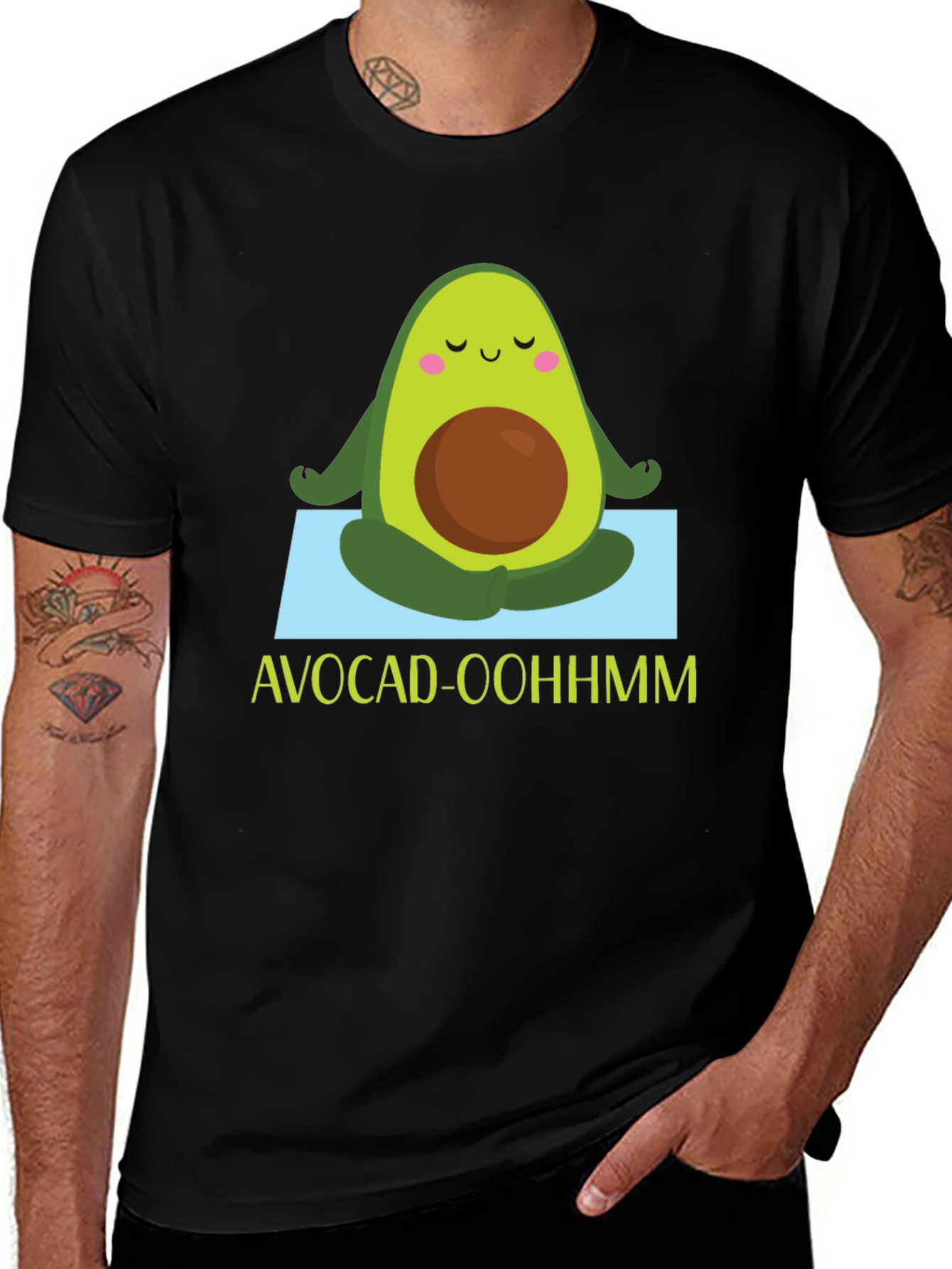Avocado Yoga T-Shirt -  Avocad-Oohhmm Black Tee