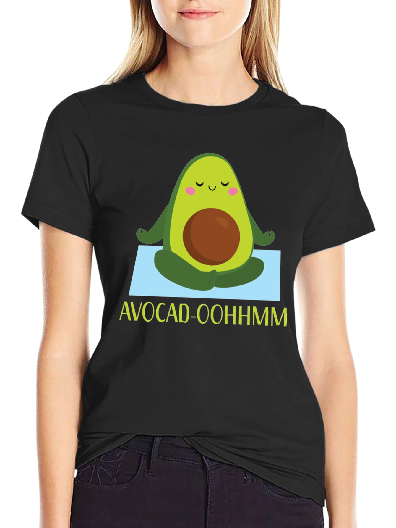 Avocado Yoga T-Shirt -  Avocad-Oohhmm Black Tee