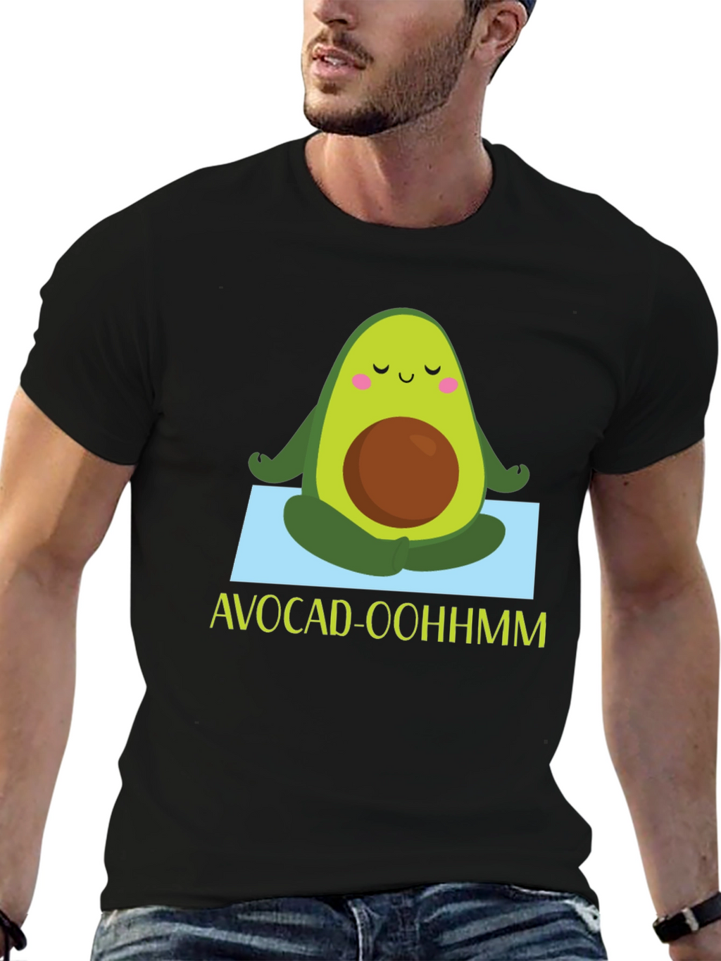 Avocado Yoga T-Shirt -  Avocad-Oohhmm Black Tee