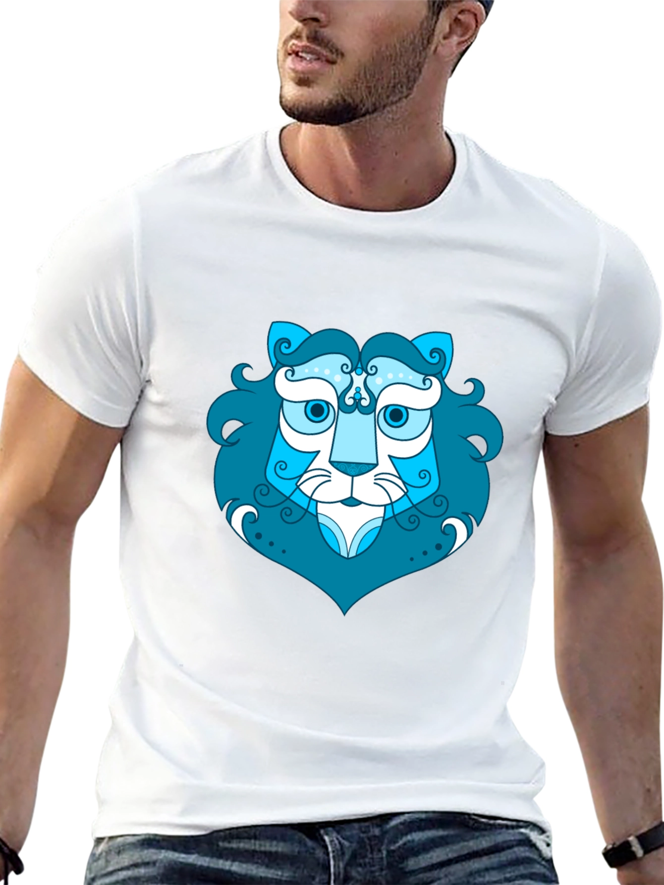 Blue Lion Graphic Tee - Stylish Mens Black T-Shirt