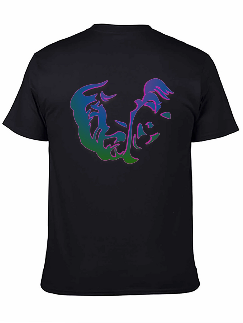 Abstract Face Graphic Print Black T-Shirt