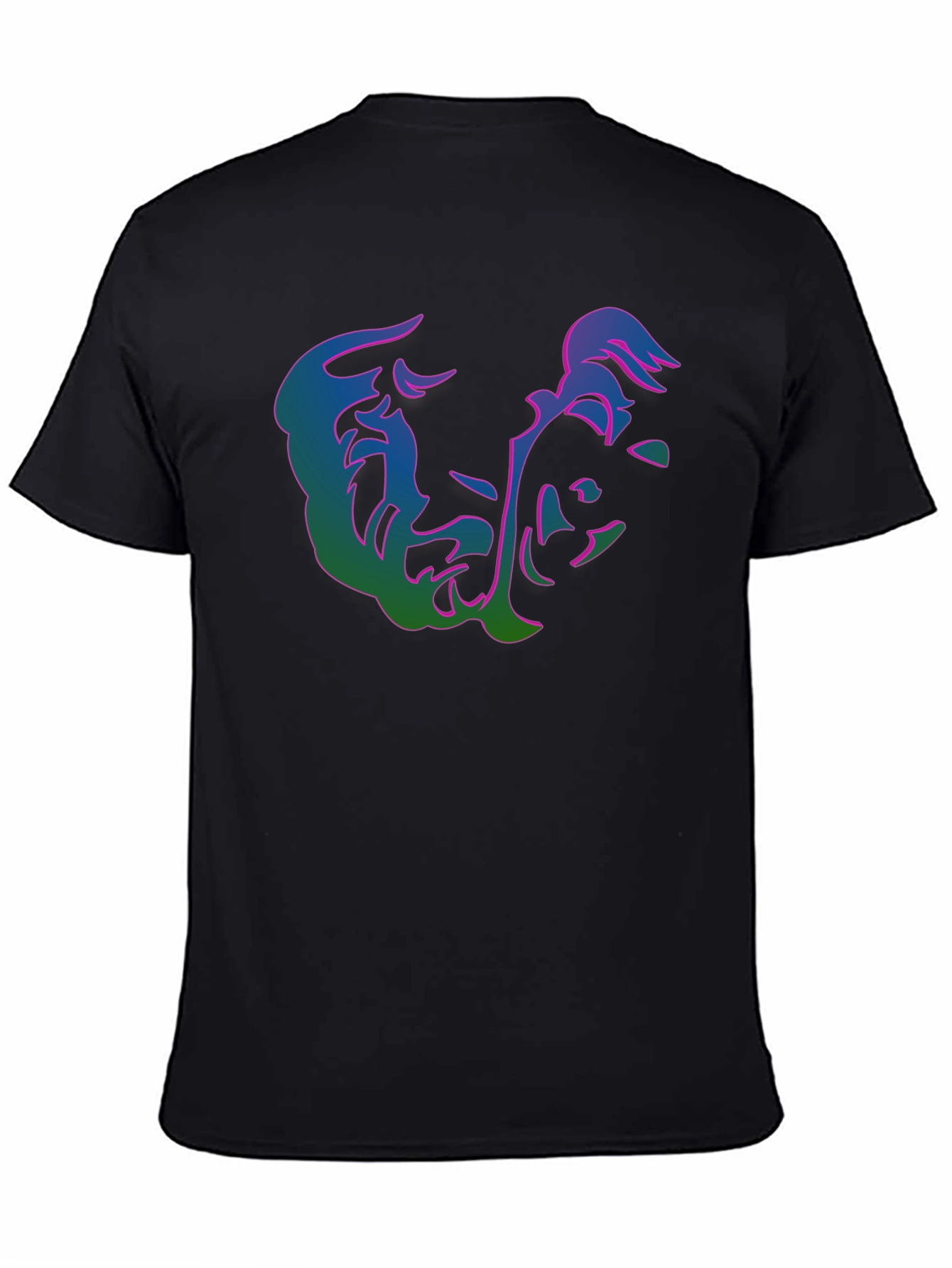 Abstract Face Graphic Print Black T-Shirt