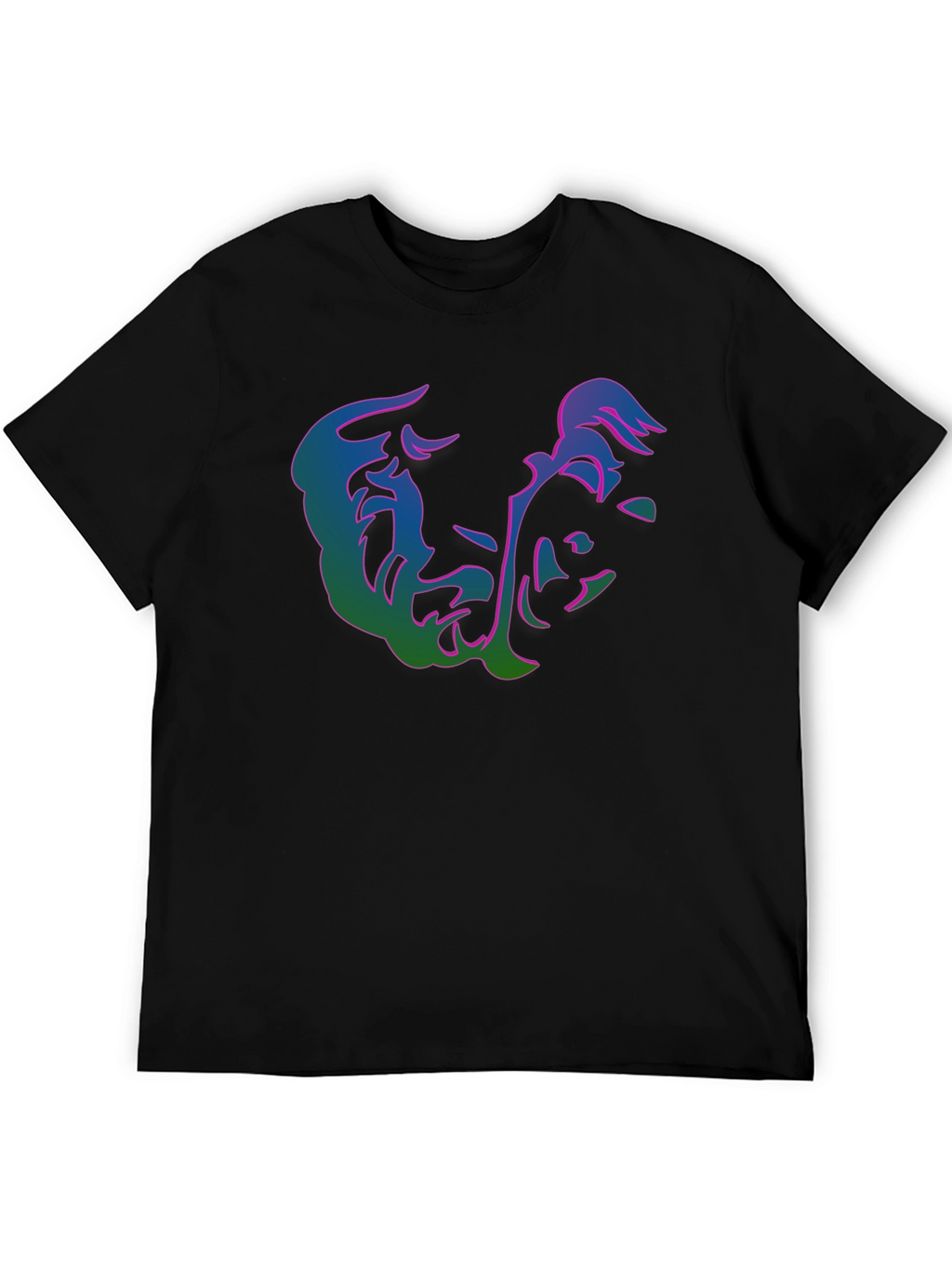 Abstract Face Graphic Print Black T-Shirt