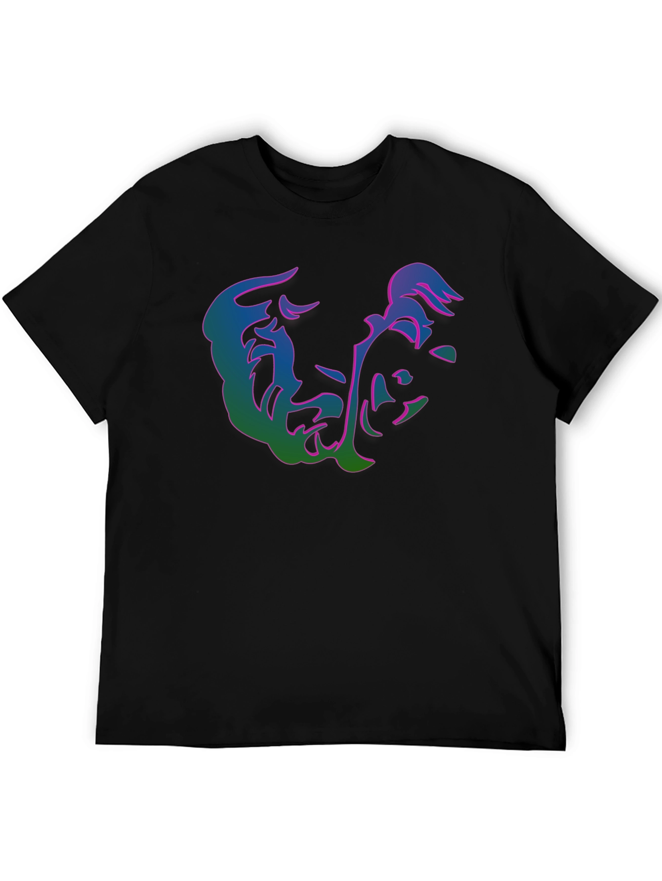 Abstract Face Graphic Print Black T-Shirt