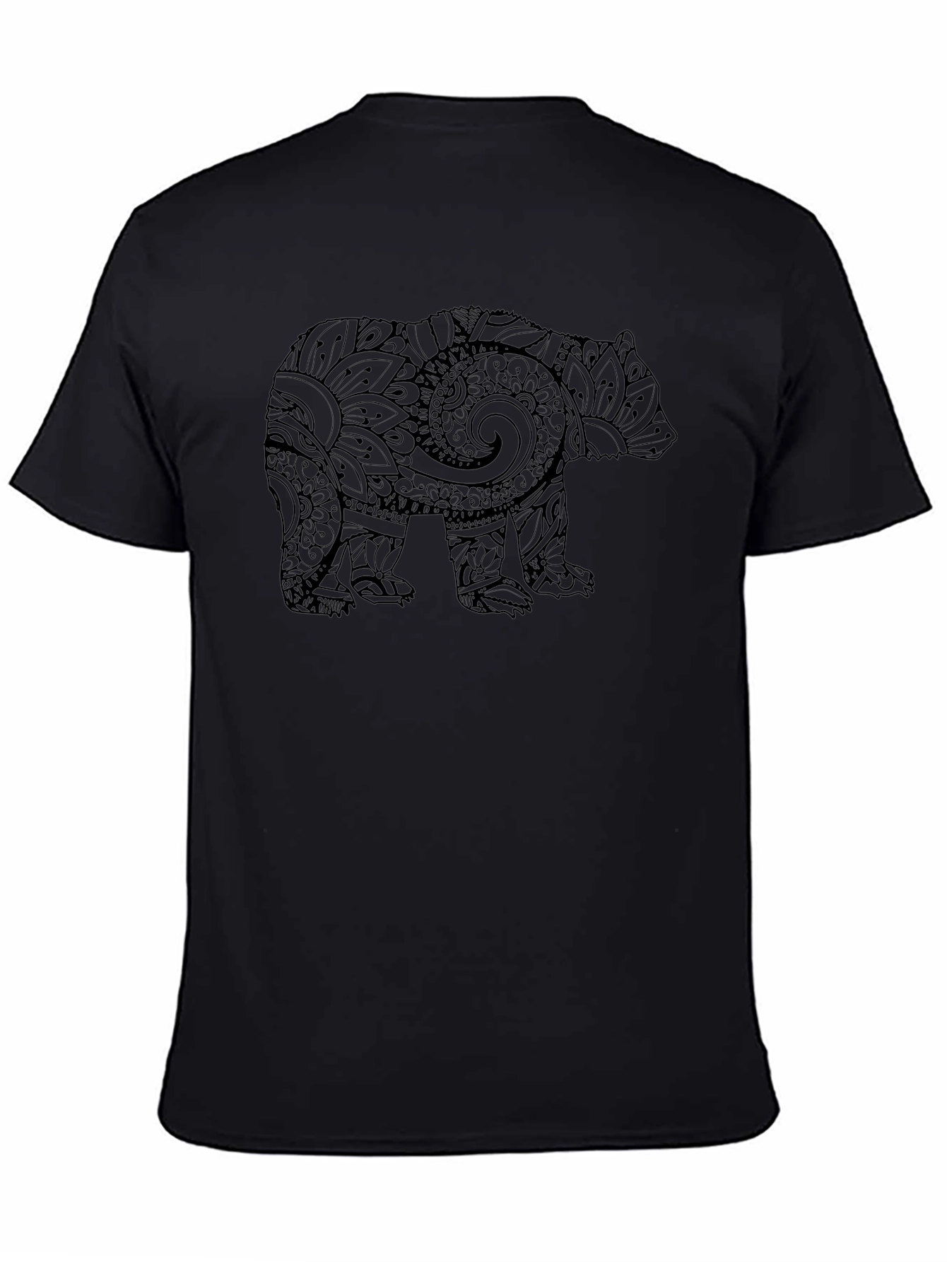Bear Graphic Print Mens Black T-Shirt