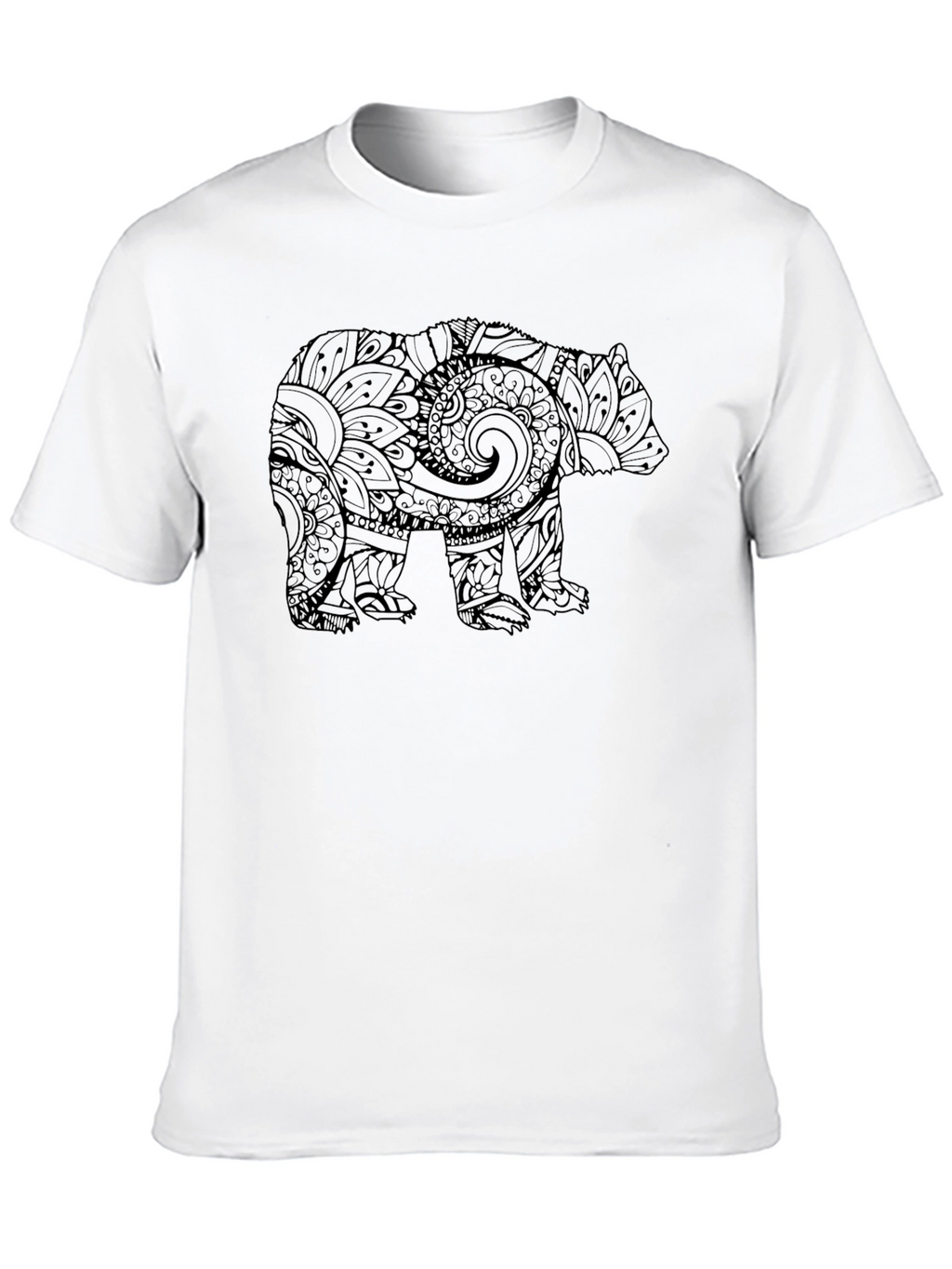 Bear Graphic Print Mens Black T-Shirt