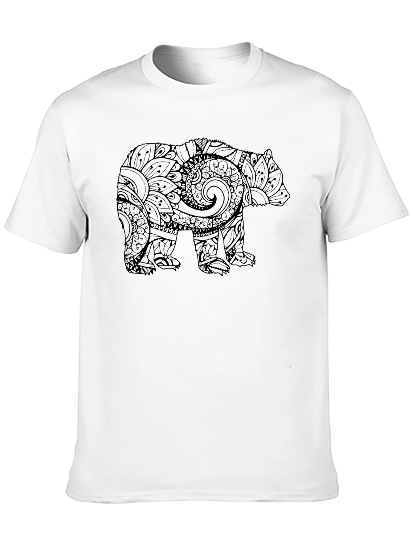 Bear Graphic Print Mens Black T-Shirt