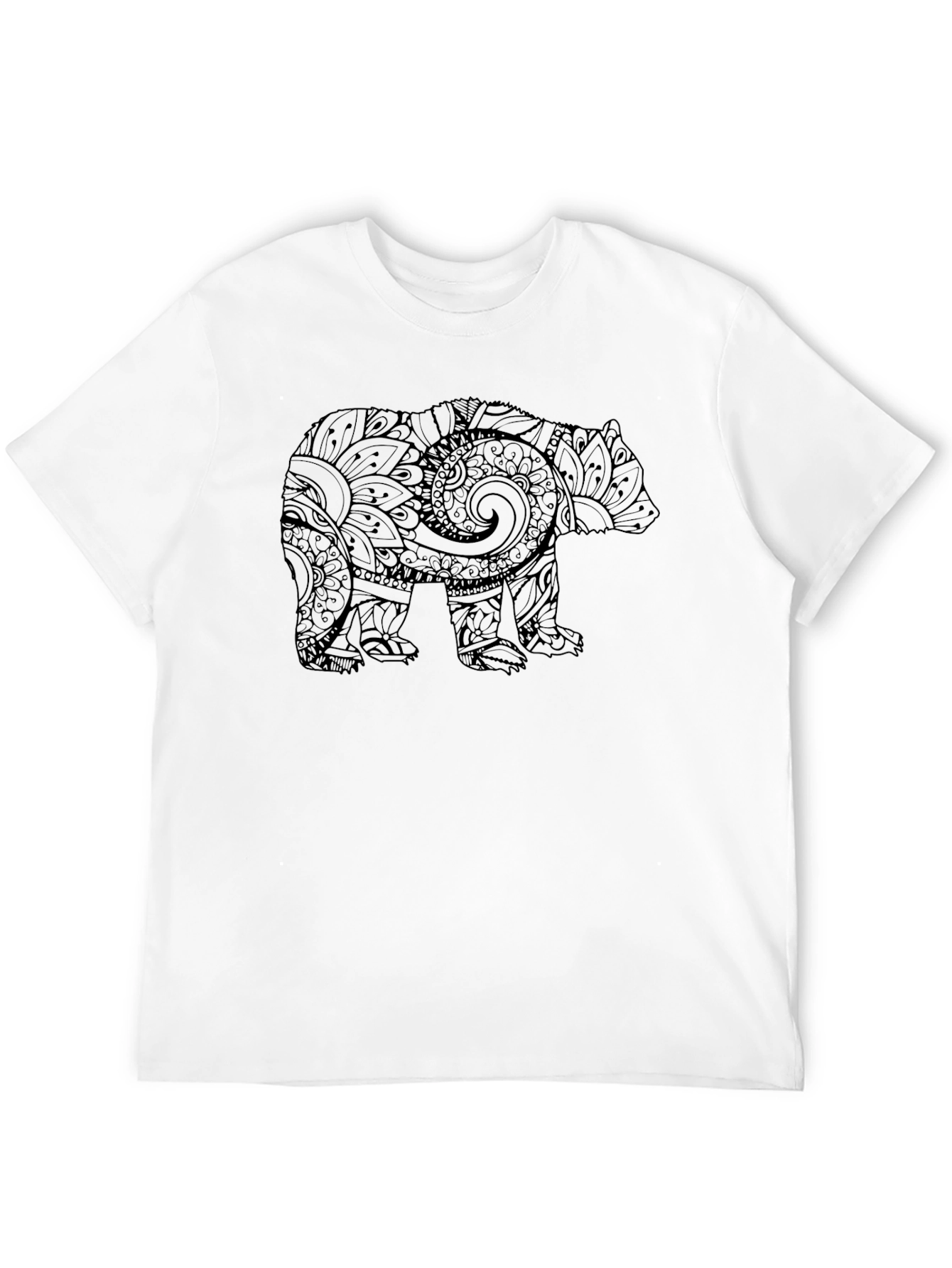 Bear Graphic Print Mens Black T-Shirt